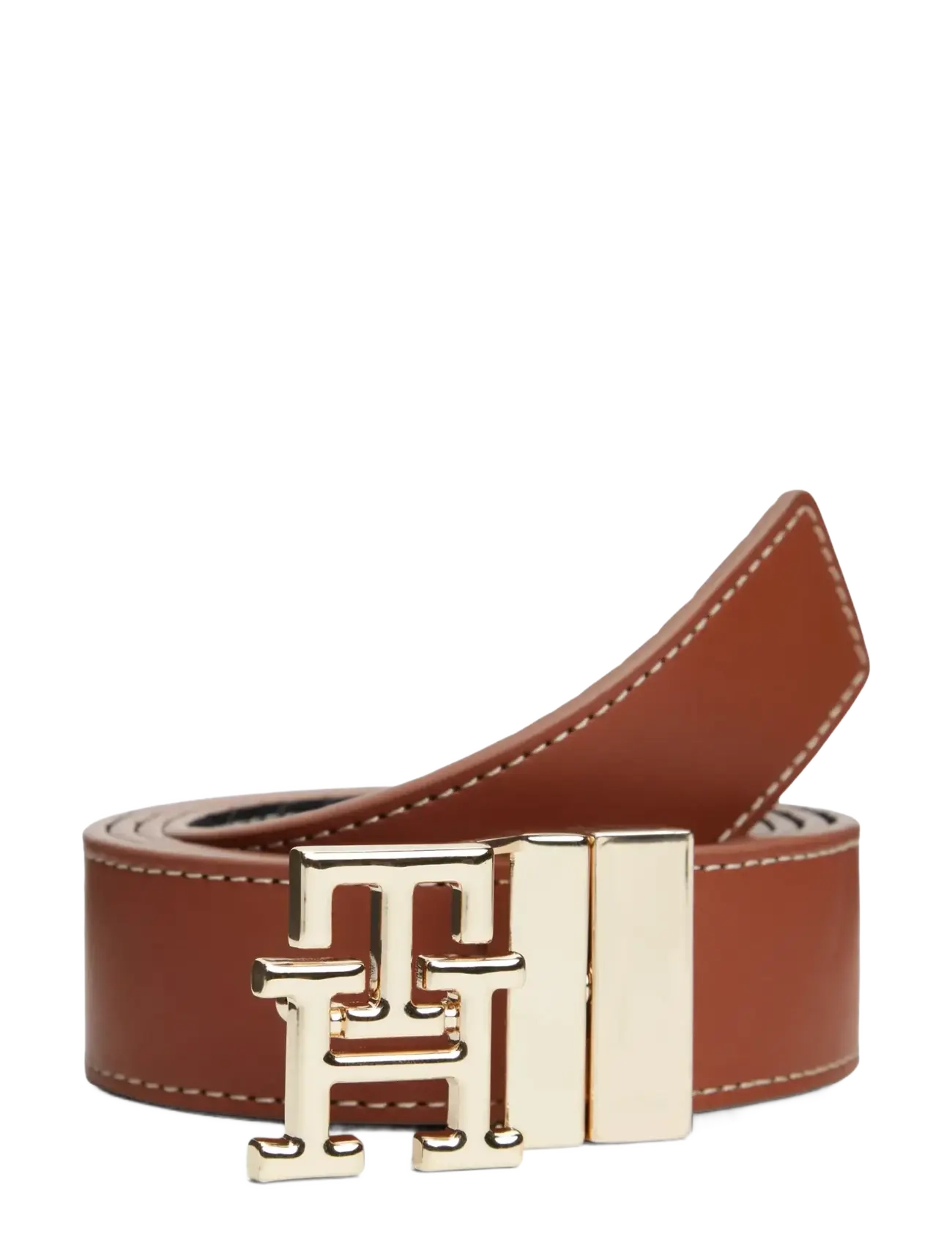 Tommy Hilfiger TH LOGO 3.0 REV - Casual gürtel - BLACK MONO COGNAC / brown