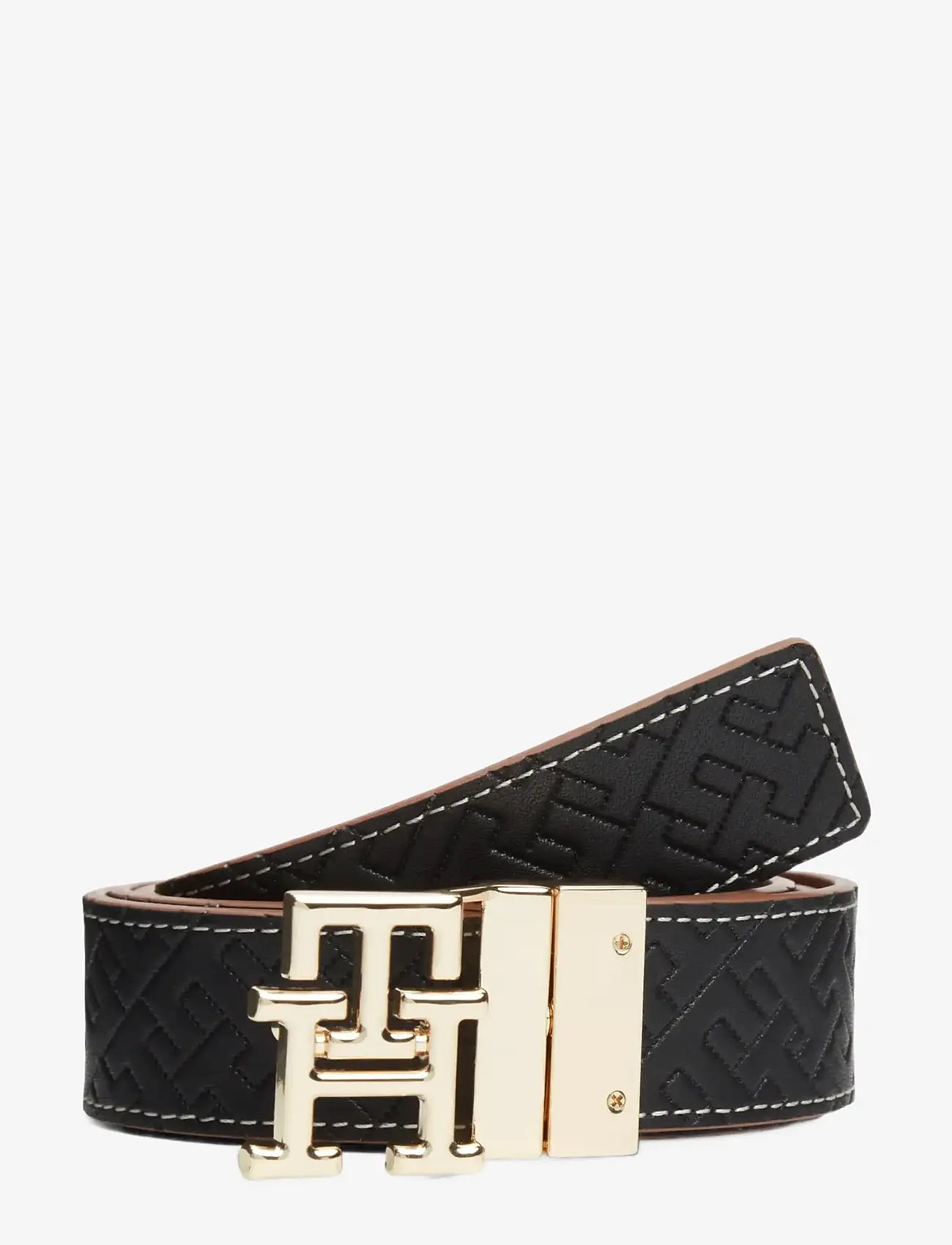 Tommy Hilfiger - TH LOGO 3.0 REV - ledergürtel - black mono cognac - 1