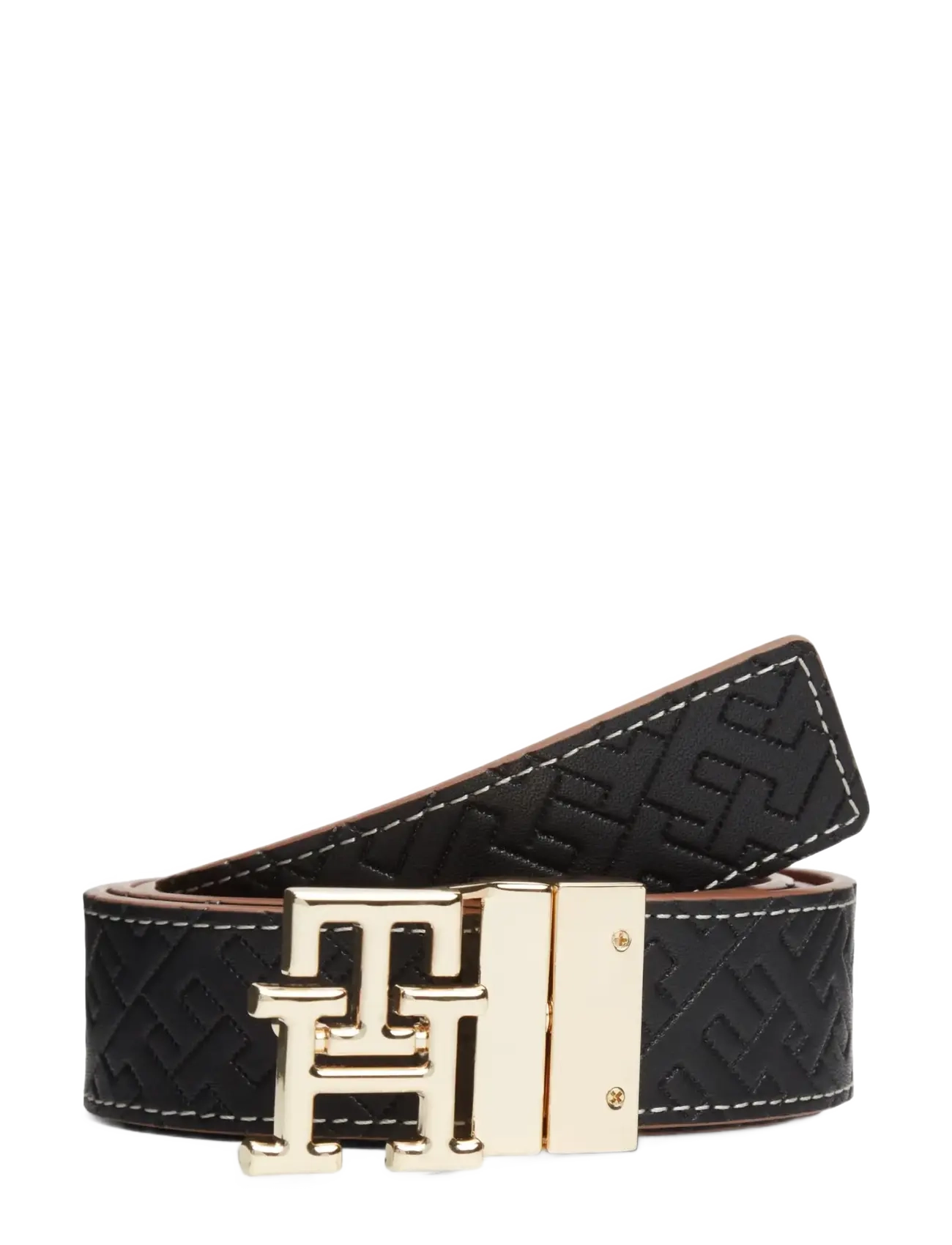 Tommy Hilfiger - TH LOGO 3.0 REV - bælter - black mono cognac - 1