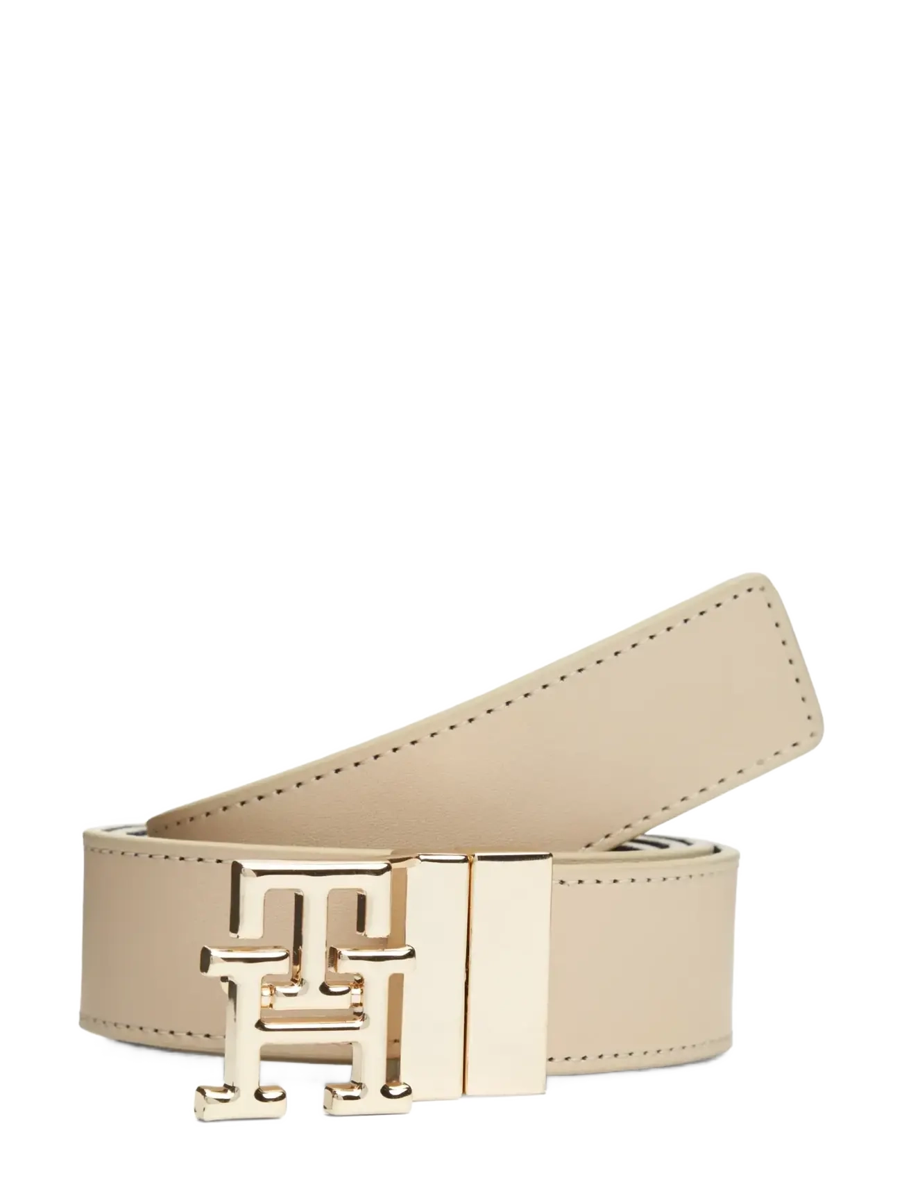 Tommy Hilfiger TH LOGO 3.0 REV - Gürtel - BLUE MONO CLAYED PEBBLE / beige