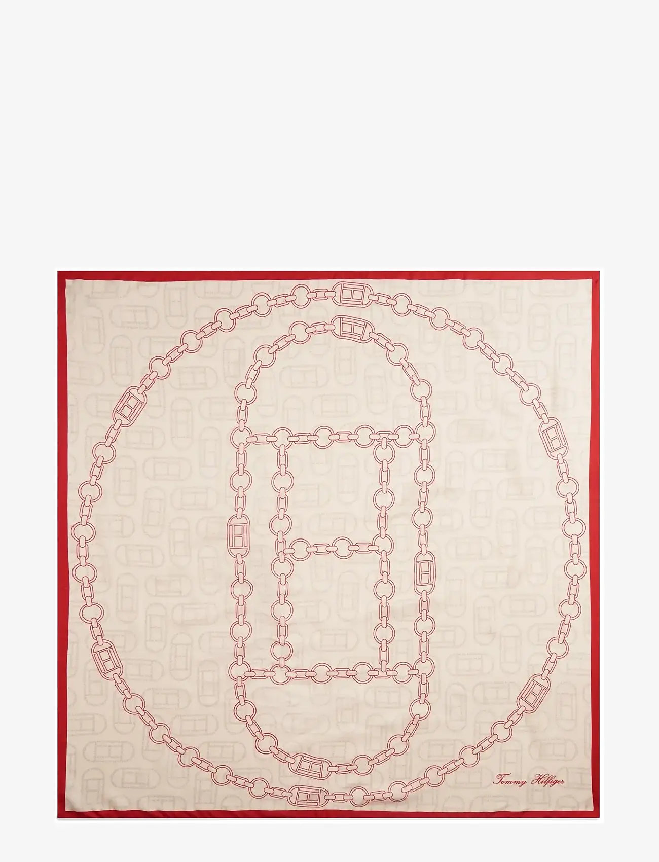 Tommy Hilfiger - CHAIN SILK LARGE SCARF - alltags-style - soft cream  primary red - 2