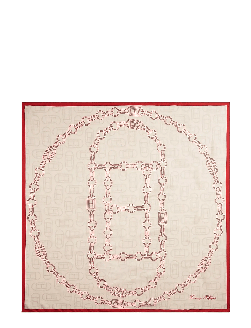 Tommy Hilfiger - CHAIN SILK LARGE SCARF - alltags-style - soft cream primary red - 2