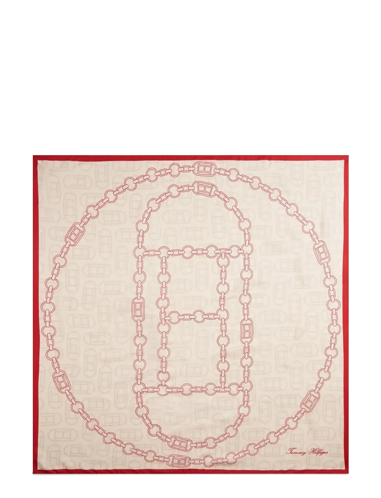 Tommy Hilfiger - CHAIN SILK LARGE SCARF - soft cream  primary red - 2