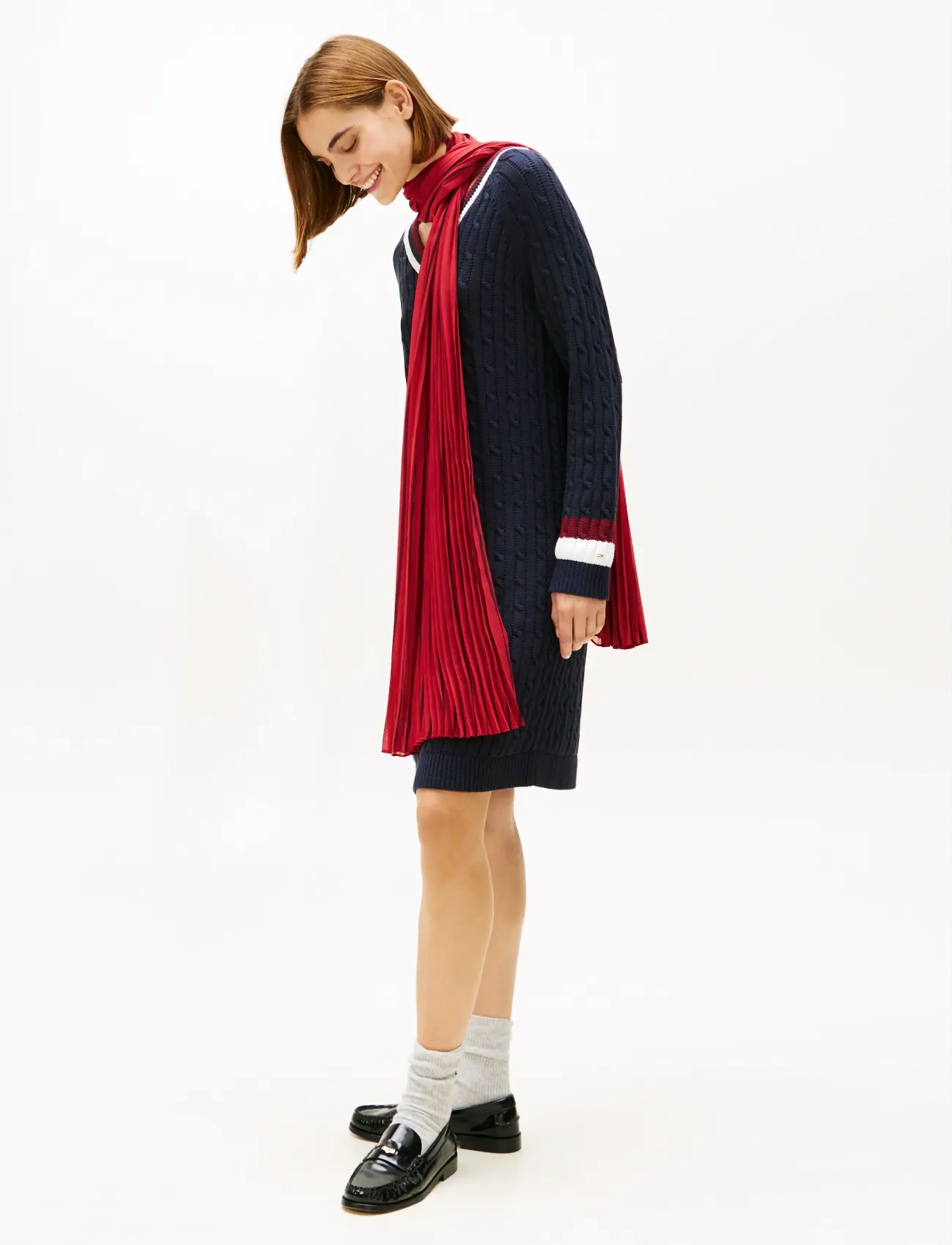 Tommy Hilfiger CHAIN SILK LARGE SCARF - Nyheder - SOFT CREAM  PRIMARY RED / red