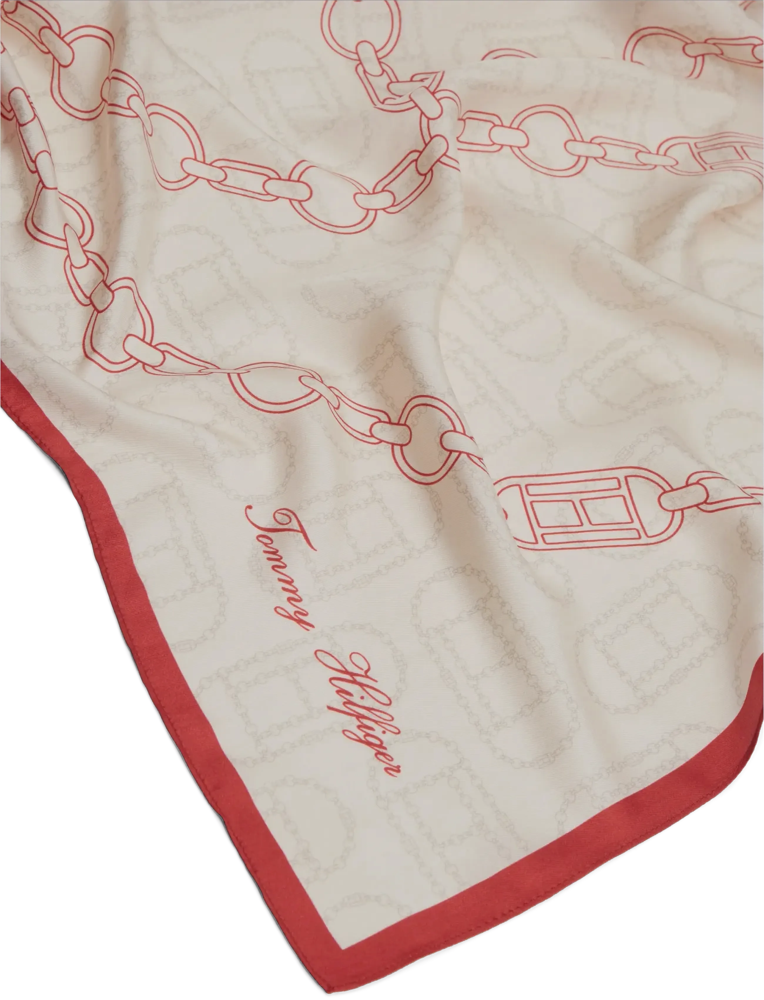 Tommy Hilfiger - CHAIN SILK LARGE SCARF - soft cream  primary red - 4