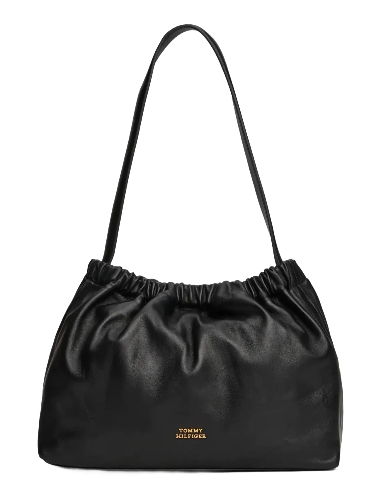 SOFT LEATHER SHOULDER BAG - BLACK