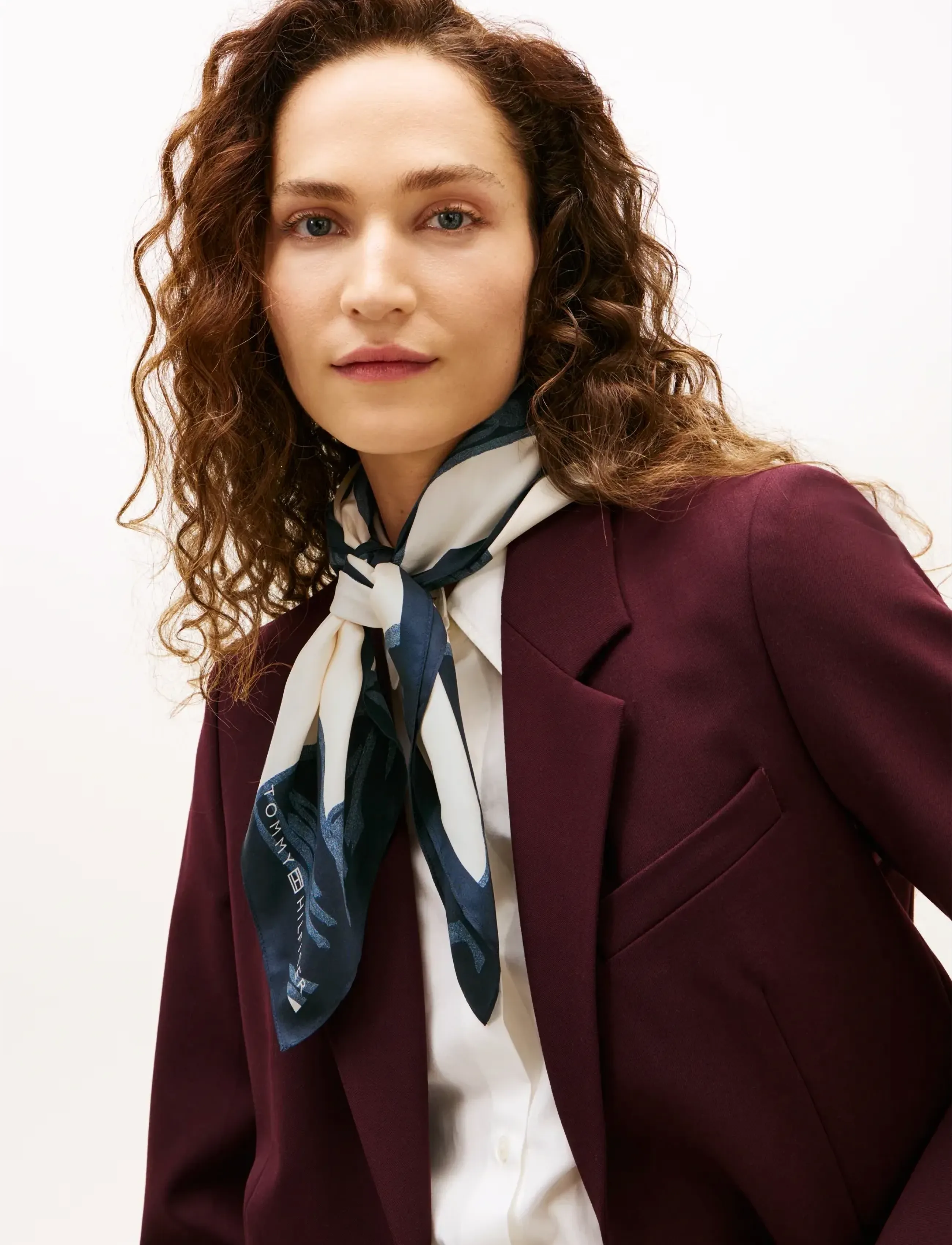 Tommy Hilfiger TH FLAG FLORAL SILK LARGE SQUARE - Tommy Hilfiger - NAVY POPPY PRINT / navy