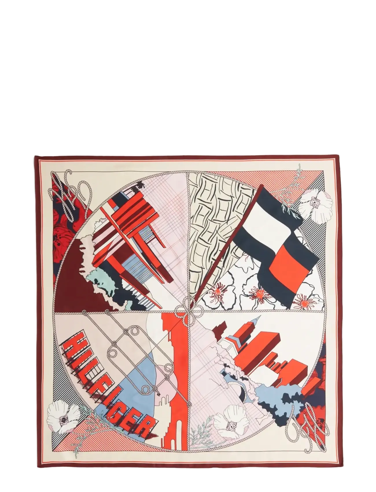 TOMMY HILFIGER Th Flag Floral Silk Large Square Patterned - One Size - Damen