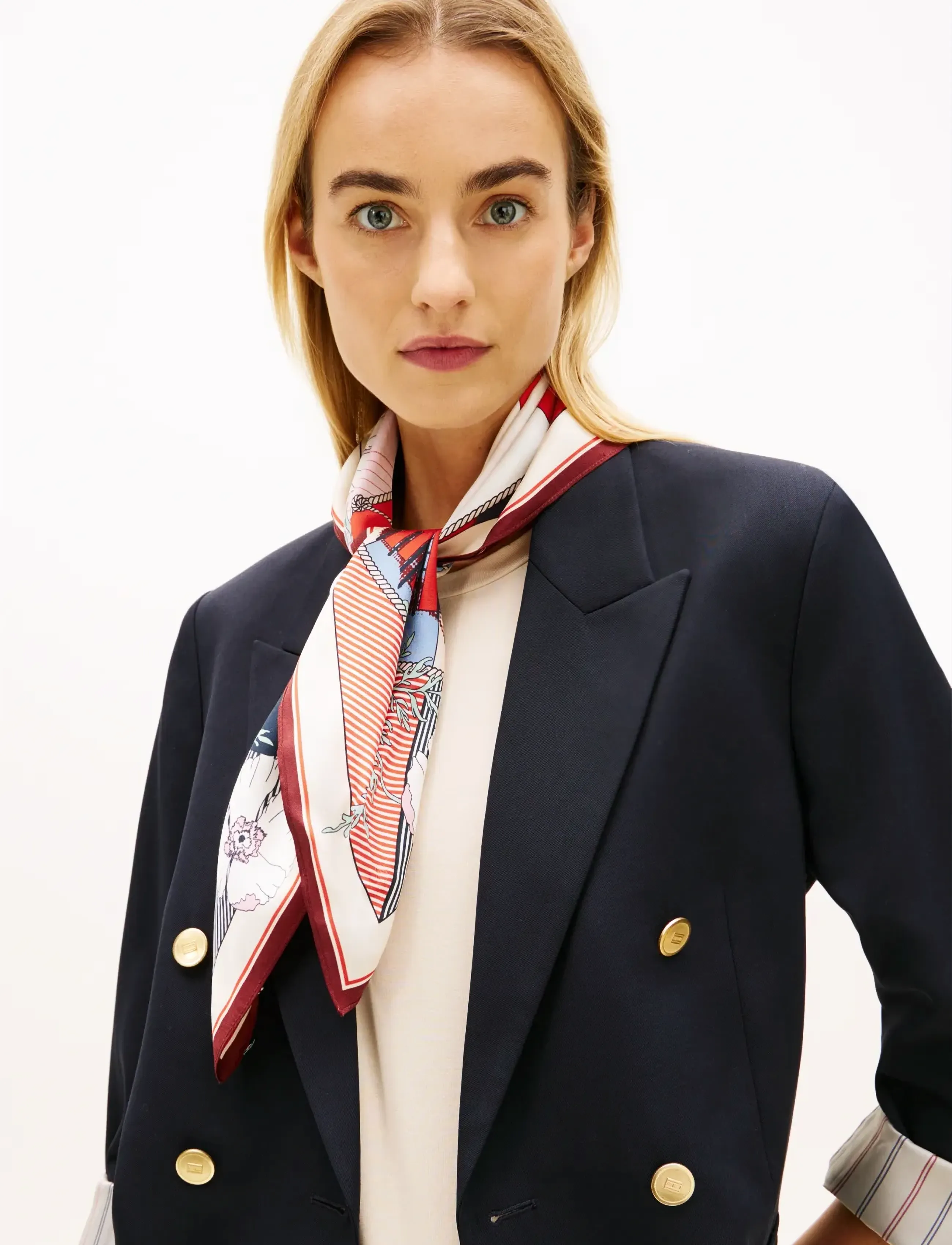 Tommy Hilfiger Th Flag Floral Silk Large Square, One Size, Multi/patterned, Tørklæder > Letvægtstørklæder, Dame