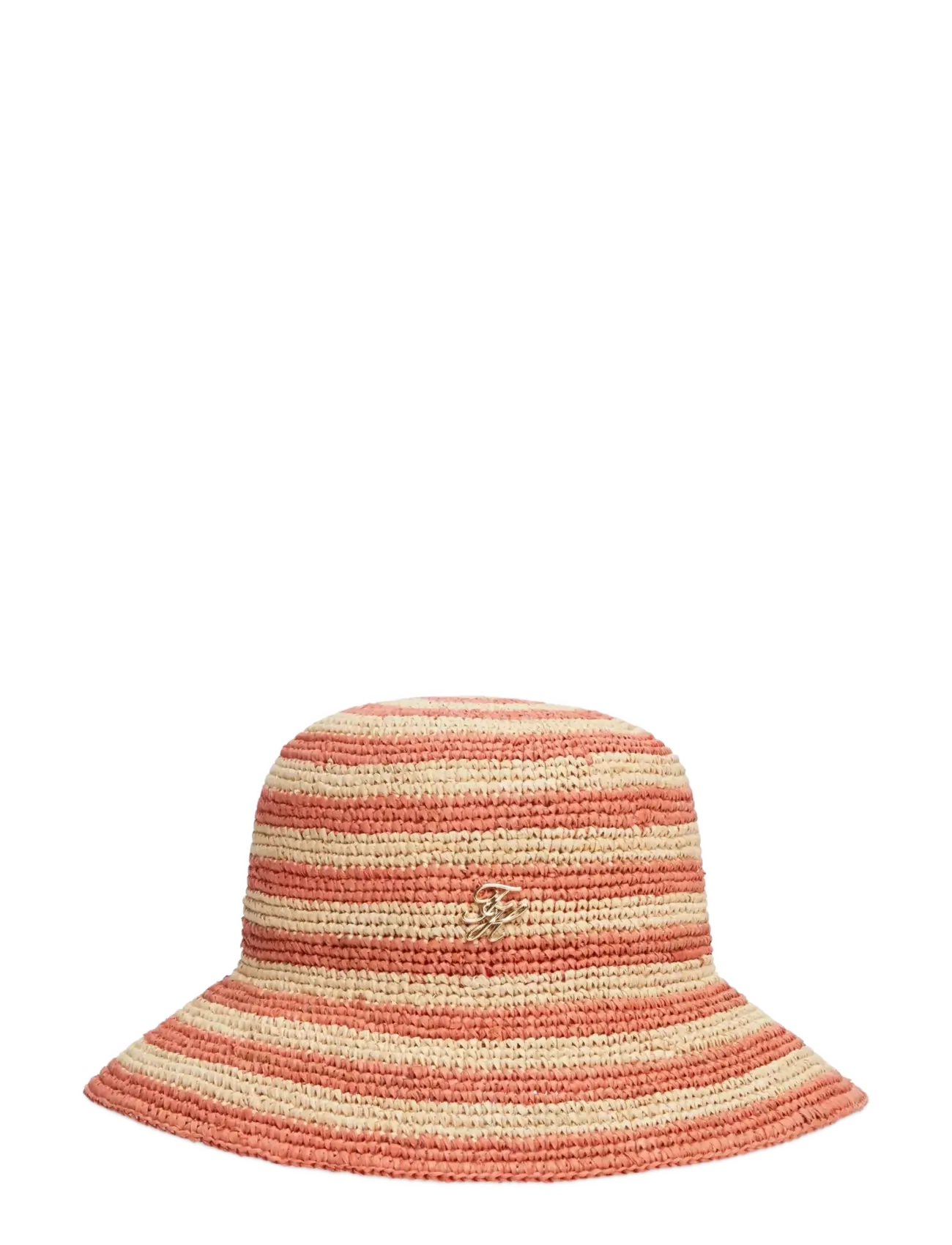 Tommy Hilfiger Th Script Striped Raffia Bucket, Kvinder, Stribet Raffia Bøllehat, Pink, Str: ONE SIZE