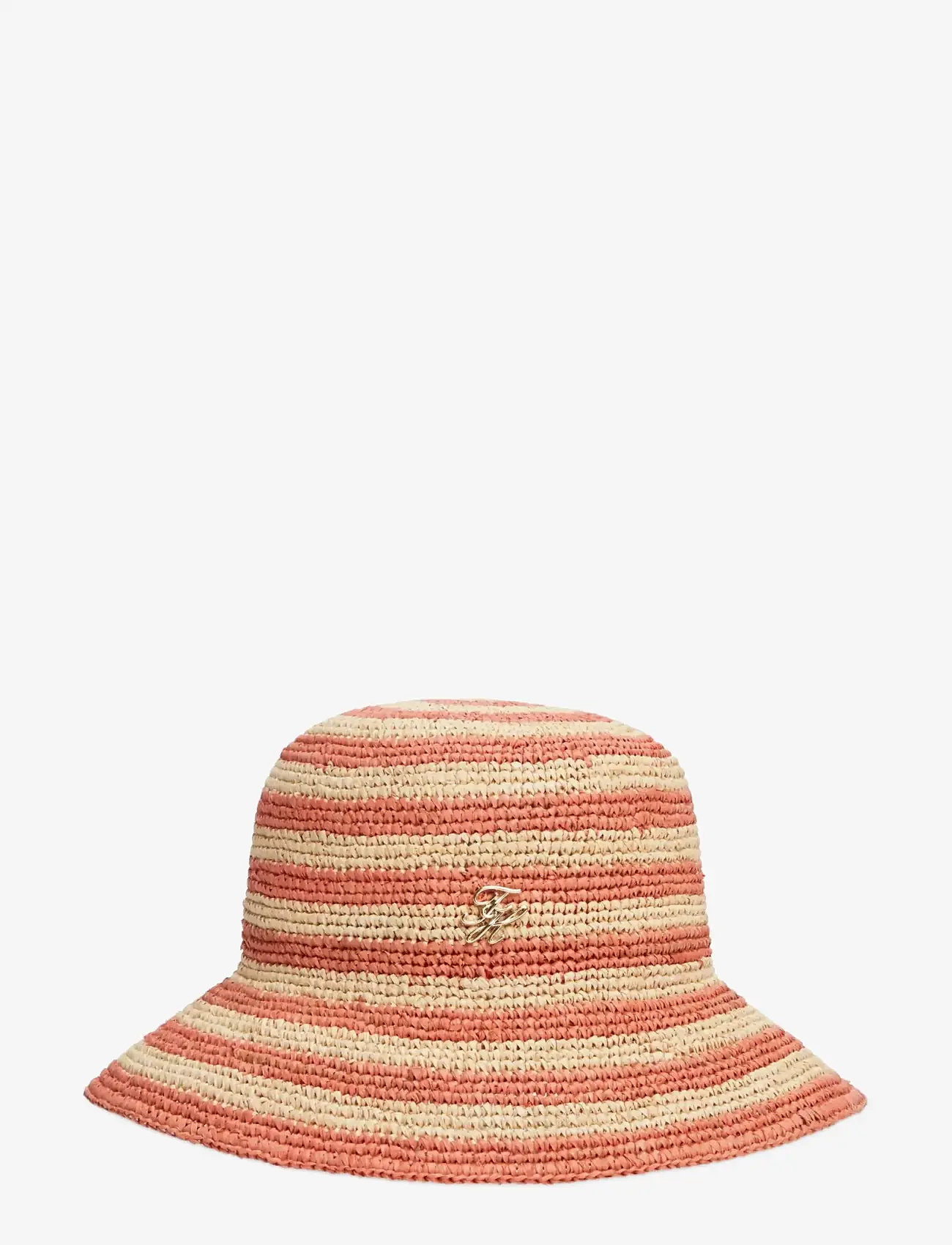 Tommy Hilfiger - TH SCRIPT STRIPED RAFFIA BUCKET - Šiaudinės skrybėlės - rose petal stripe - 0