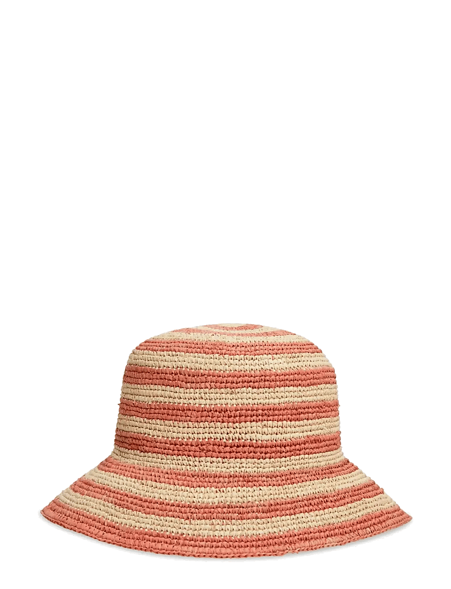 Tommy Hilfiger - TH SCRIPT STRIPED RAFFIA BUCKET - Õlgkübarad - rose petal stripe - 1