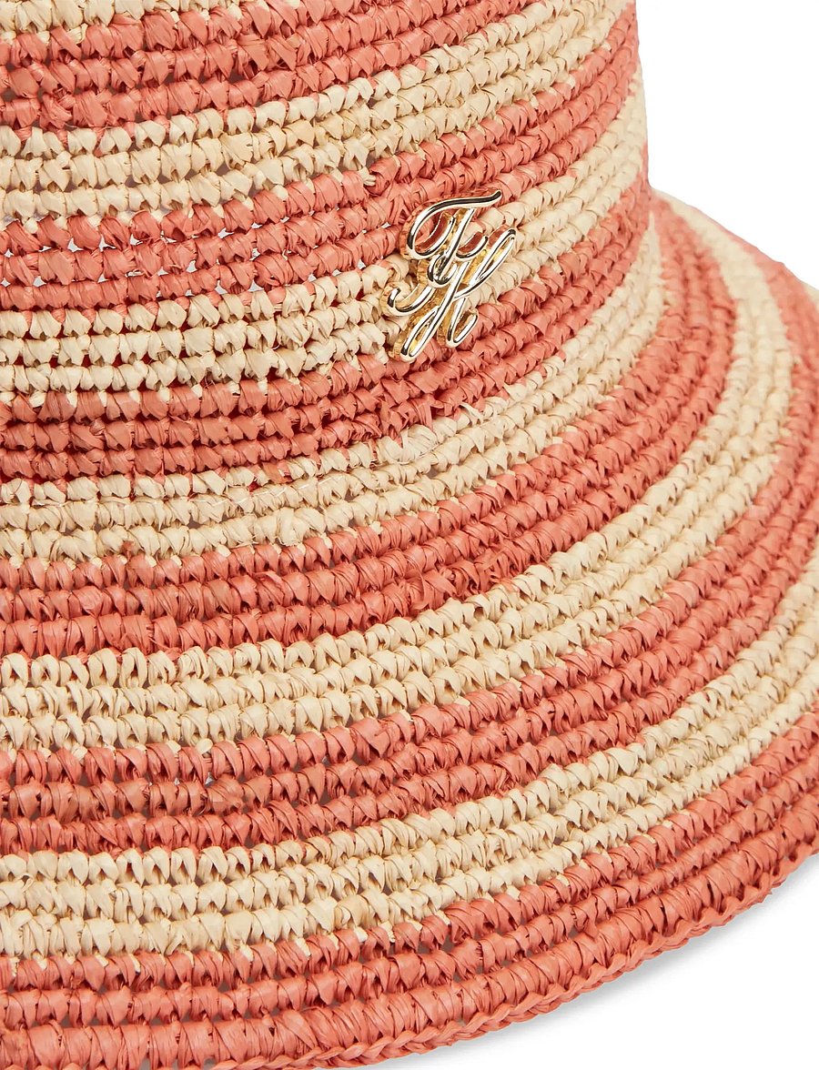 Tommy Hilfiger - TH SCRIPT STRIPED RAFFIA BUCKET - Õlgkübarad - rose petal stripe - 3