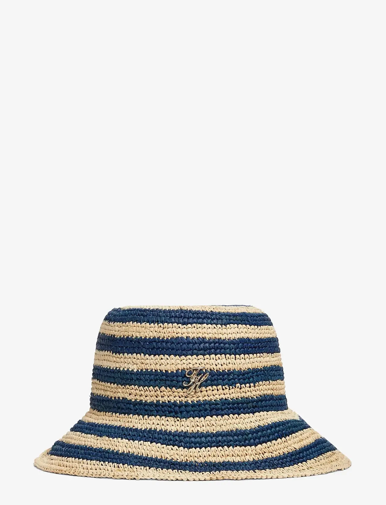 Tommy Hilfiger - TH SCRIPT STRIPED RAFFIA BUCKET - stråhatte - space blue stripe - 0