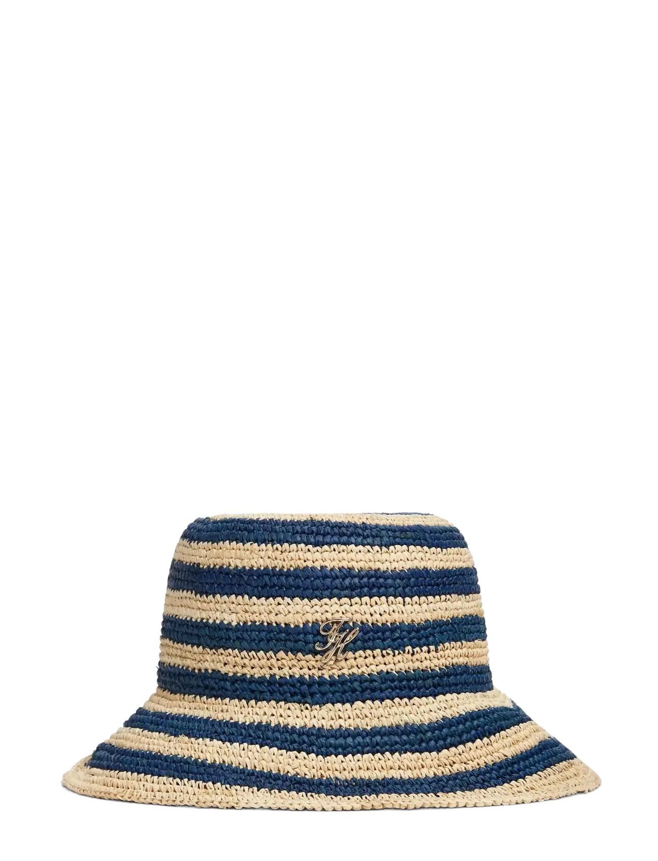 Tommy Hilfiger TH SCRIPT STRIPED RAFFIA BUCKET - Aksesuarai - SPACE BLUE STRIPE / navy