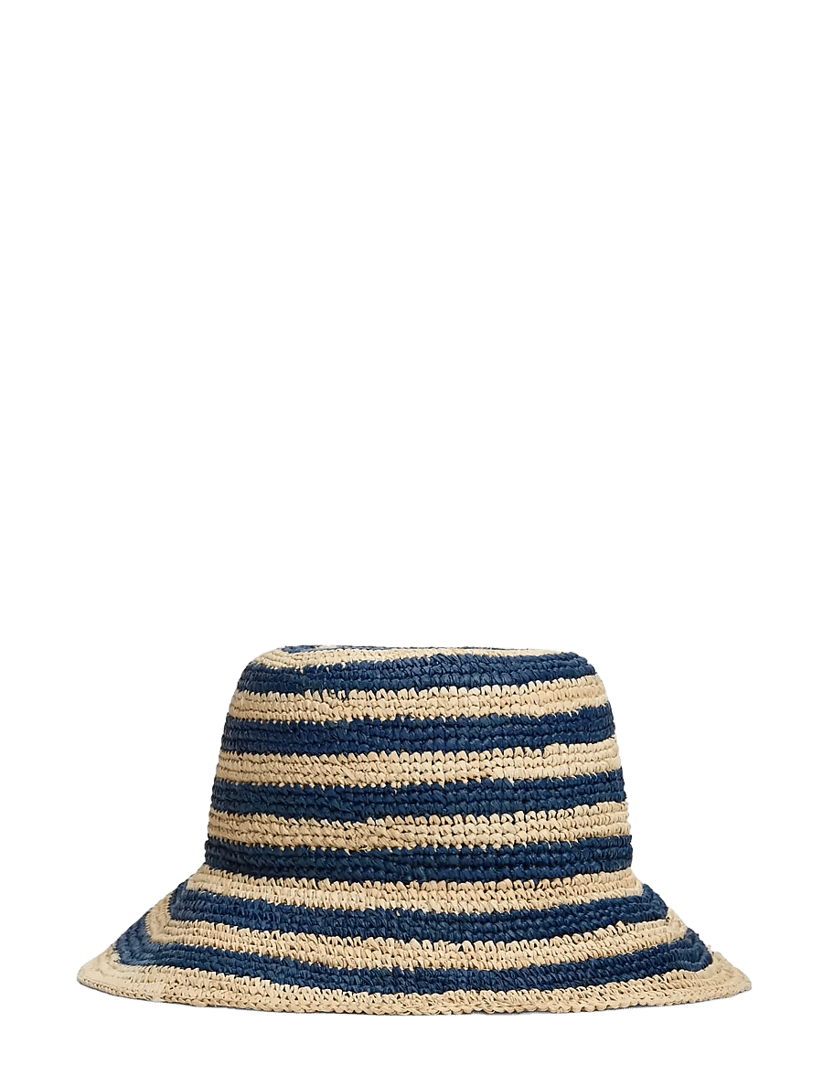 Tommy Hilfiger - TH SCRIPT STRIPED RAFFIA BUCKET - stråhattar - space blue stripe - 1