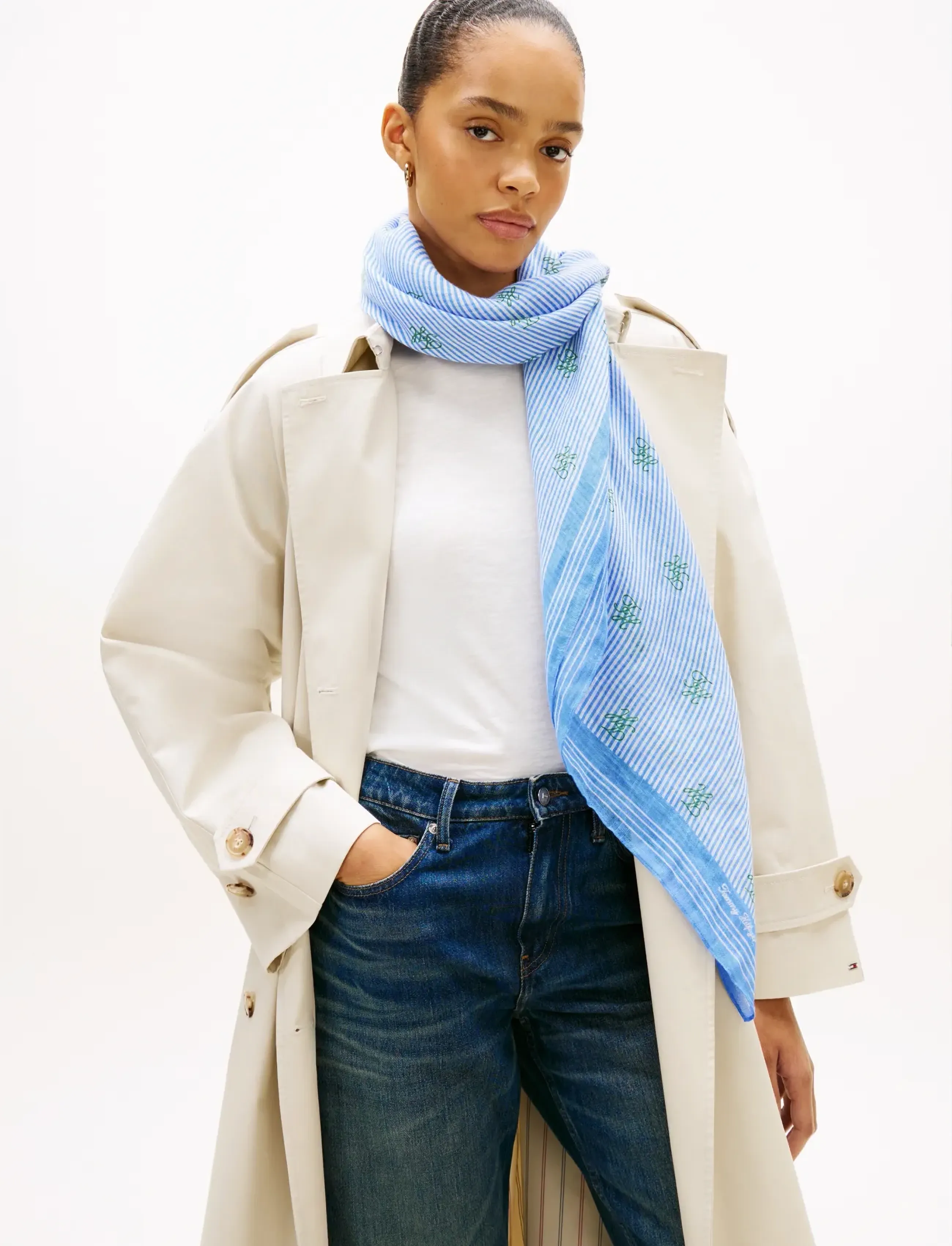 Tommy Hilfiger TH SCRIPT MONOGRAM LINEN SQUARE - Nyheter - BLUE SPELL / blue