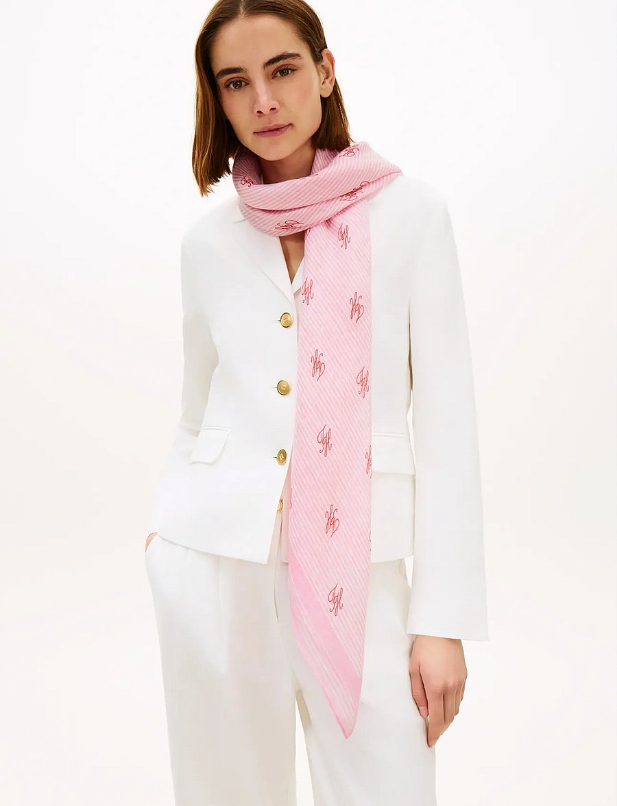 Tommy Hilfiger - TH SCRIPT MONOGRAM LINEN SQUARE - kerged sallid - rose petal - 0