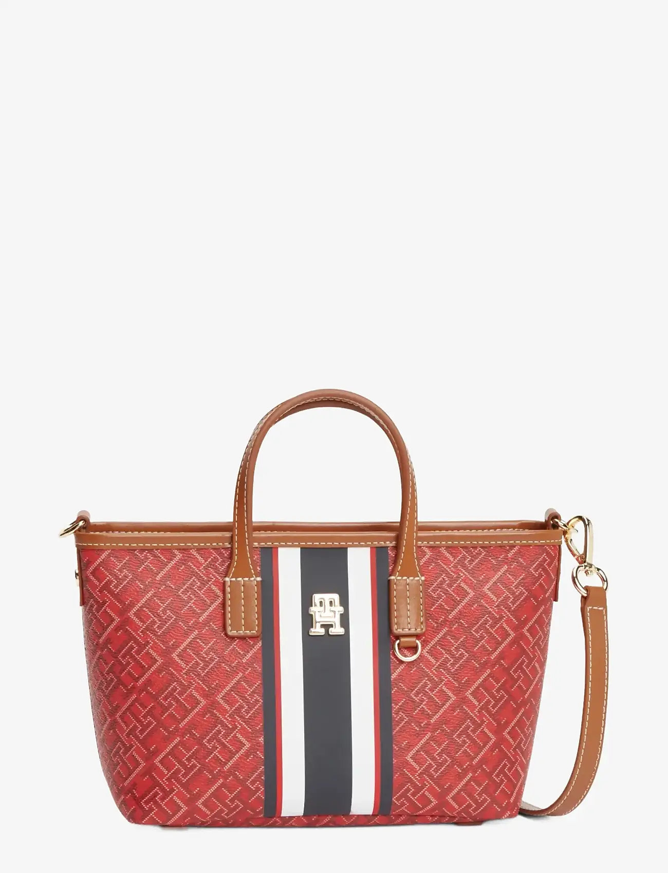 Tommy Hilfiger - TH MONOPLAY MINI TOTE STRIPE LE - tote-stiilis kotid - red mix - 1