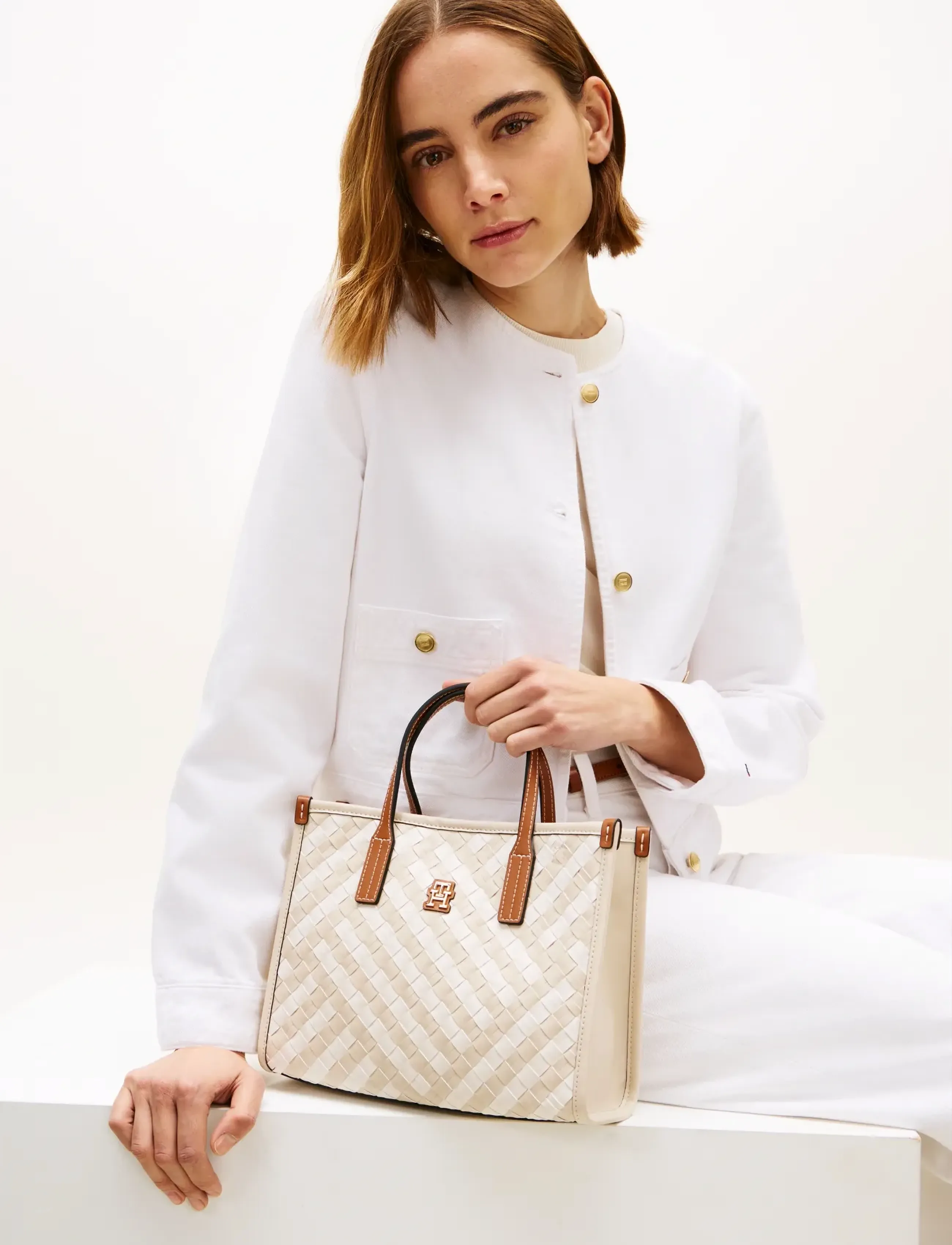 Tommy Hilfiger TH CITY MINI TOTE - Bags - NEUTRAL MIX / beige