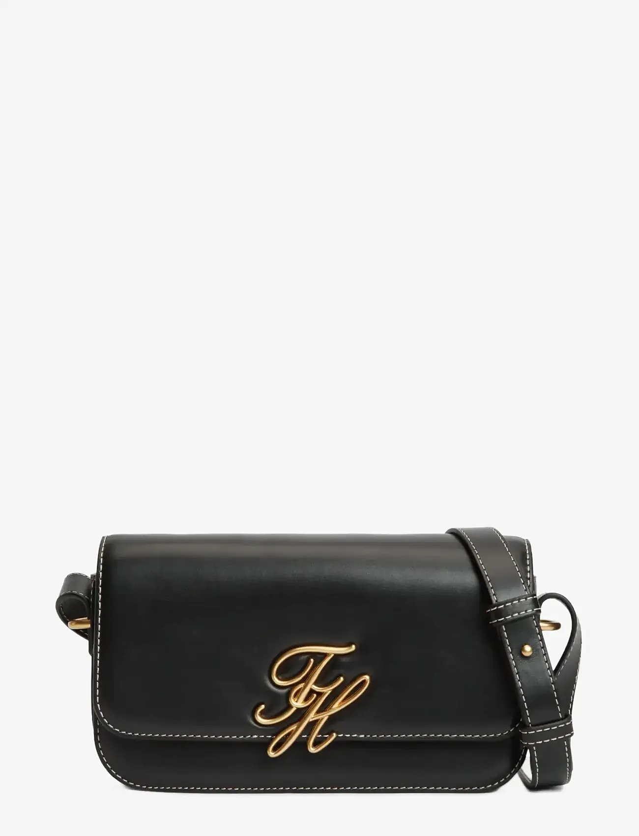 Tommy Hilfiger - TH SCRIPT FLAP CROSSOVER - crossbody bags - black - 1