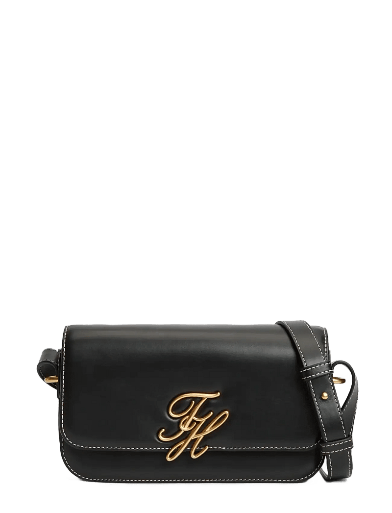 Tommy Hilfiger - TH SCRIPT FLAP CROSSOVER - crossbody bags - black - 1