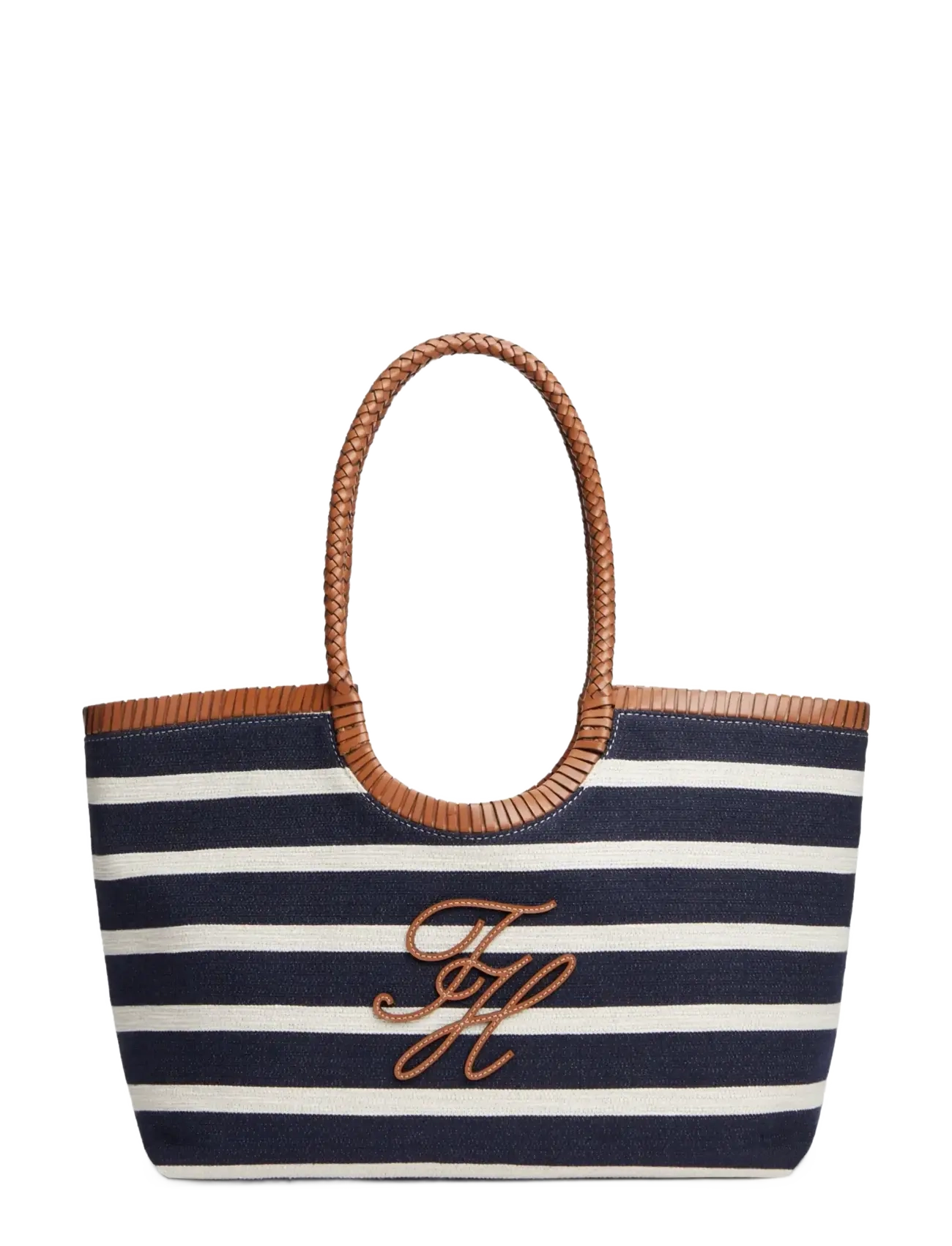 Tommy Hilfiger TH ELEV SUMMER TOTE STRIPE - Rantalaukut - STRIPE BLUE COGNAC / navy