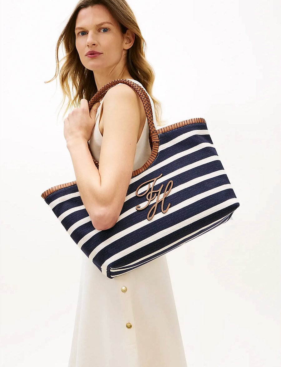 Tommy Hilfiger - TH ELEV SUMMER TOTE STRIPE - stripe blue cognac - 0