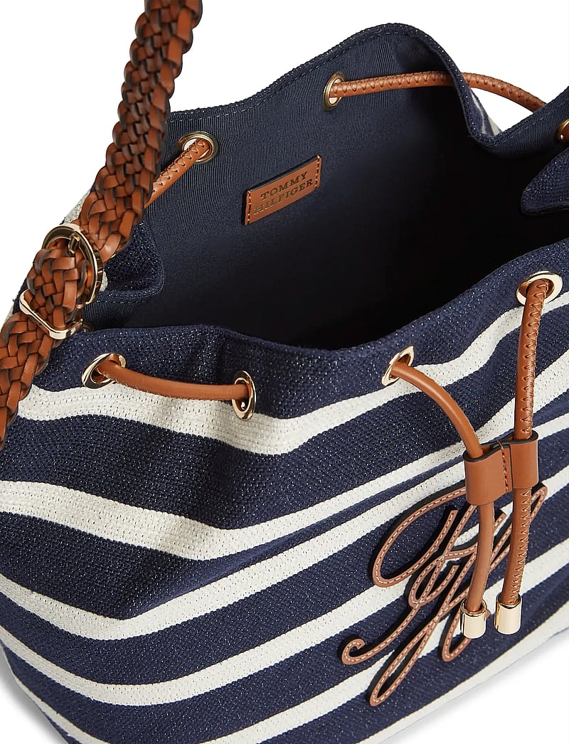 Tommy Hilfiger - TH ELEV SUMMER BUCKET STRIPE - beuteltaschen - stripe blue cognac - 4