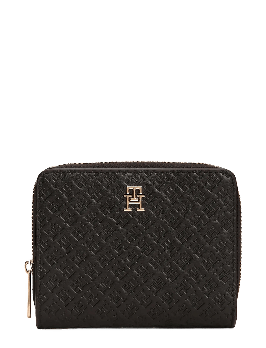 Tommy Hilfiger - TH ICON MED ZA W/FLAP MONO - portemonnaies - black - 0