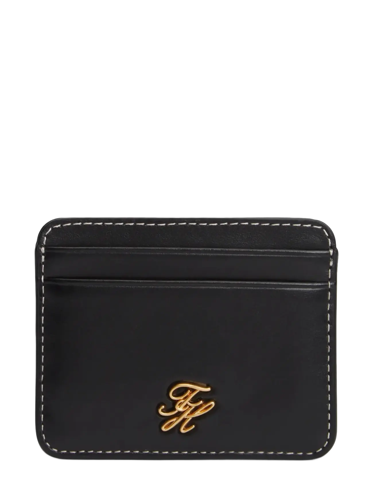TH SCRIPT LEATHER CC HOLDER - BLACK