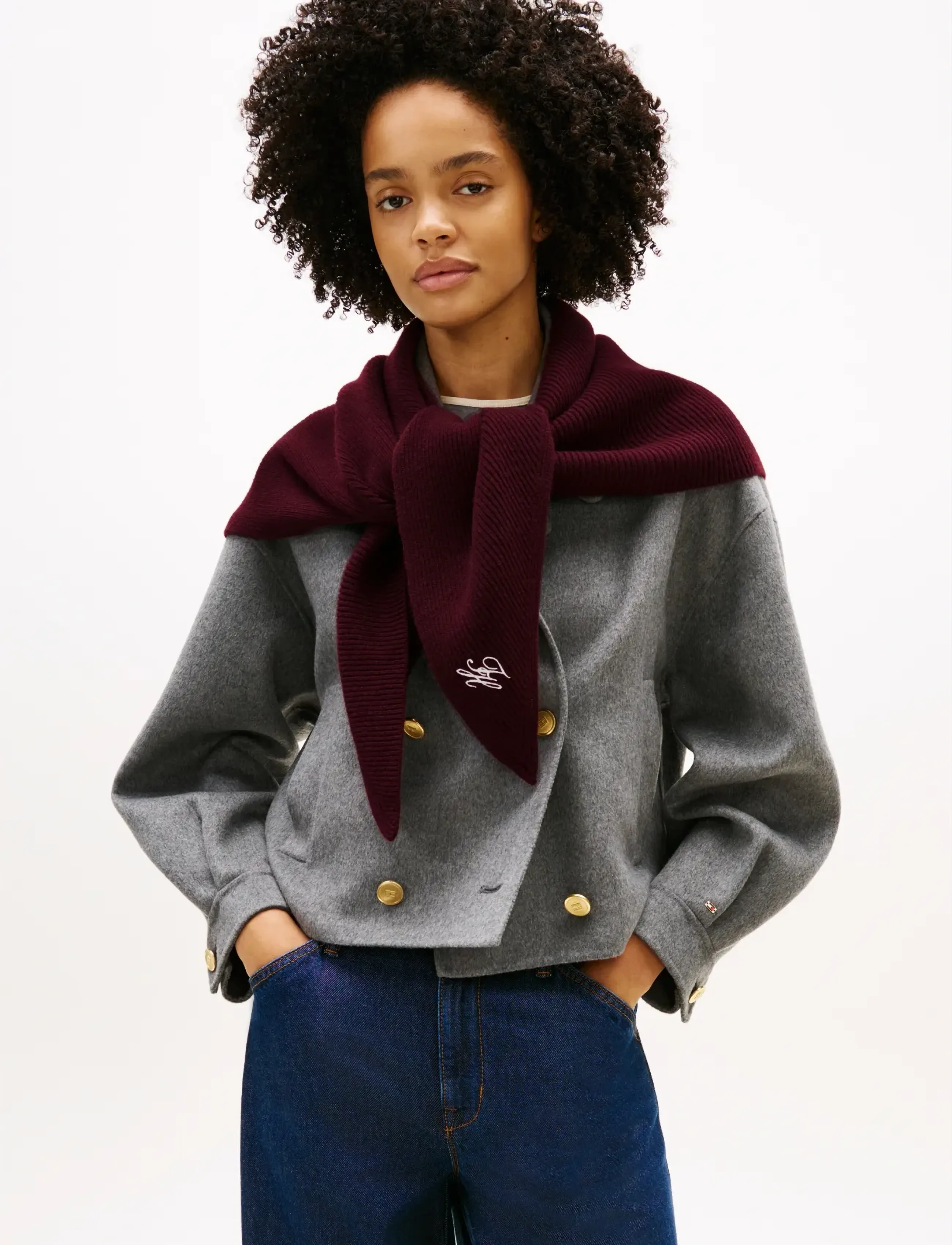 Tommy Hilfiger TOMMY SCRIPT CASH TRIANGLE SCARF - Scarves - MARZEMINO / burgundy