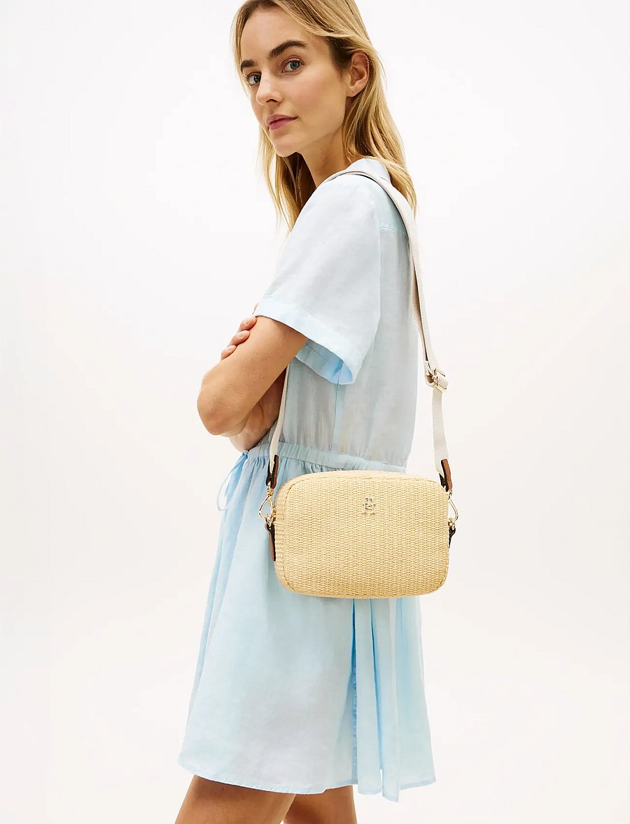 Tommy Hilfiger - POPETTE CAMERA BAG RAFFIA - umhängetaschen - natural raffia - 0