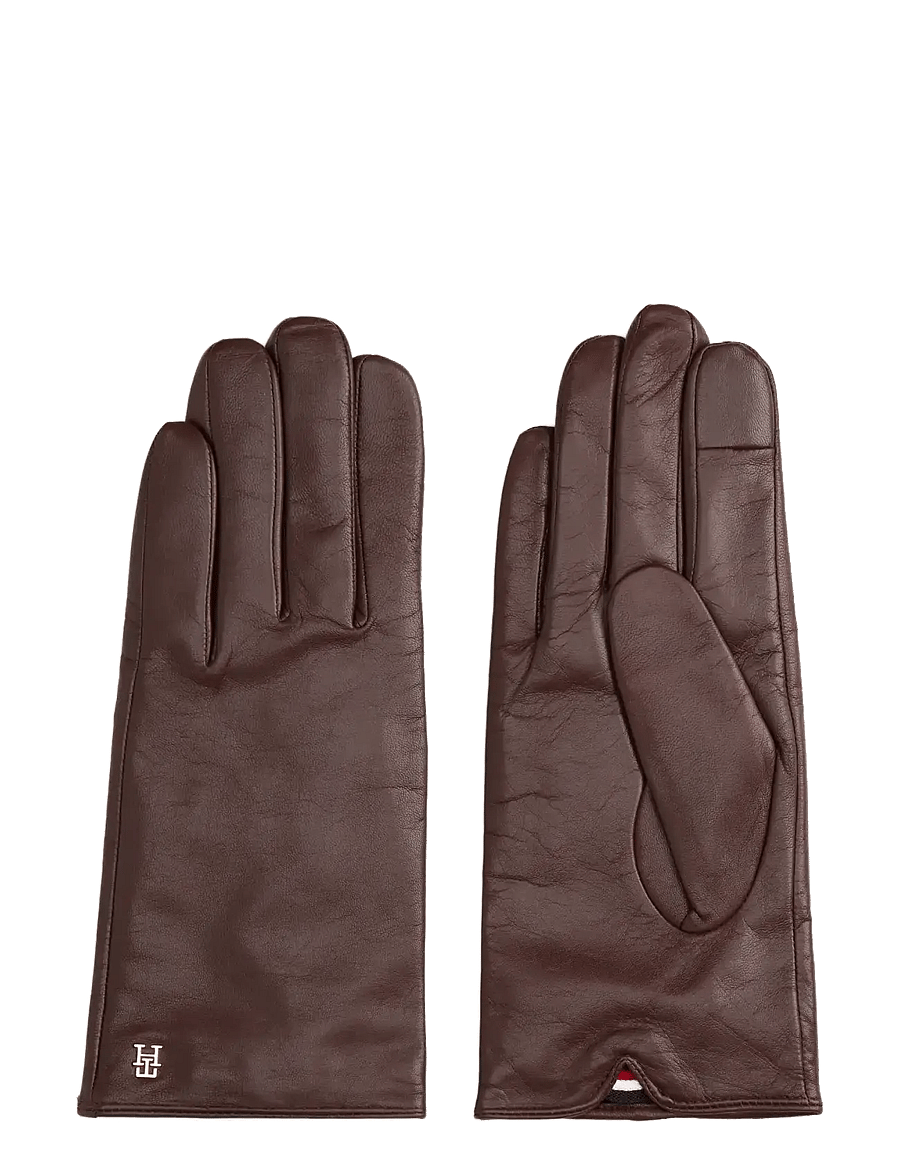 Tommy Hilfiger - TH ELEVATED CHIC LEATHER GLOVES - odinės pirštinės - rich walnut - 0