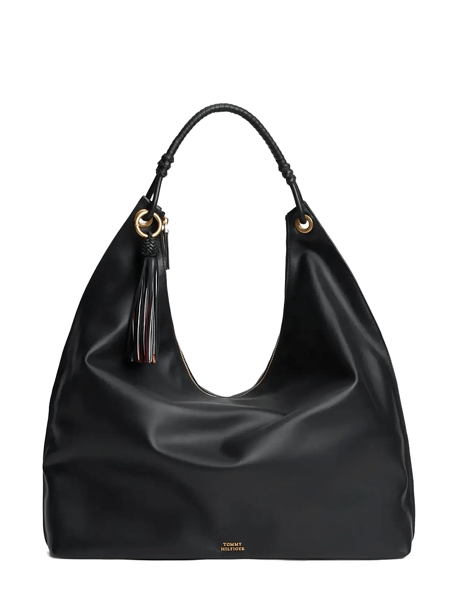 Tommy Hilfiger - TH STATEMENT LEATHER HOBO - handtaschen - black - 1