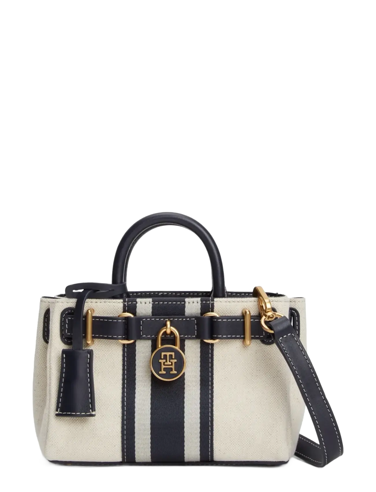 Tommy Hilfiger AMERICAN ICON MICRO TOTE CANVAS - Tasker - WHITE CANVAS BLUE / navy