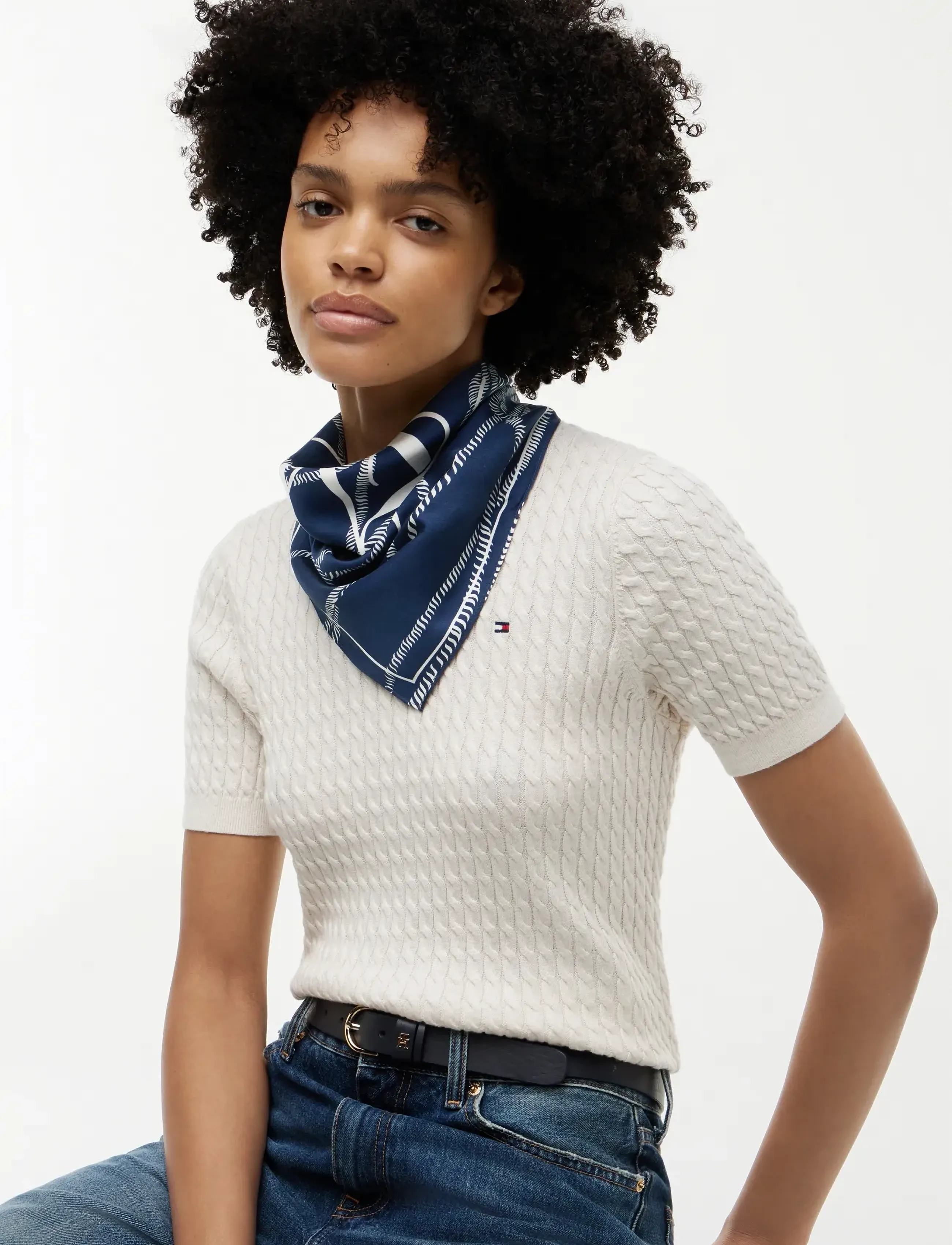 Tommy Hilfiger TOMMY SCRIPT SILK SQUARE - Schals - YALE NAVY / navy