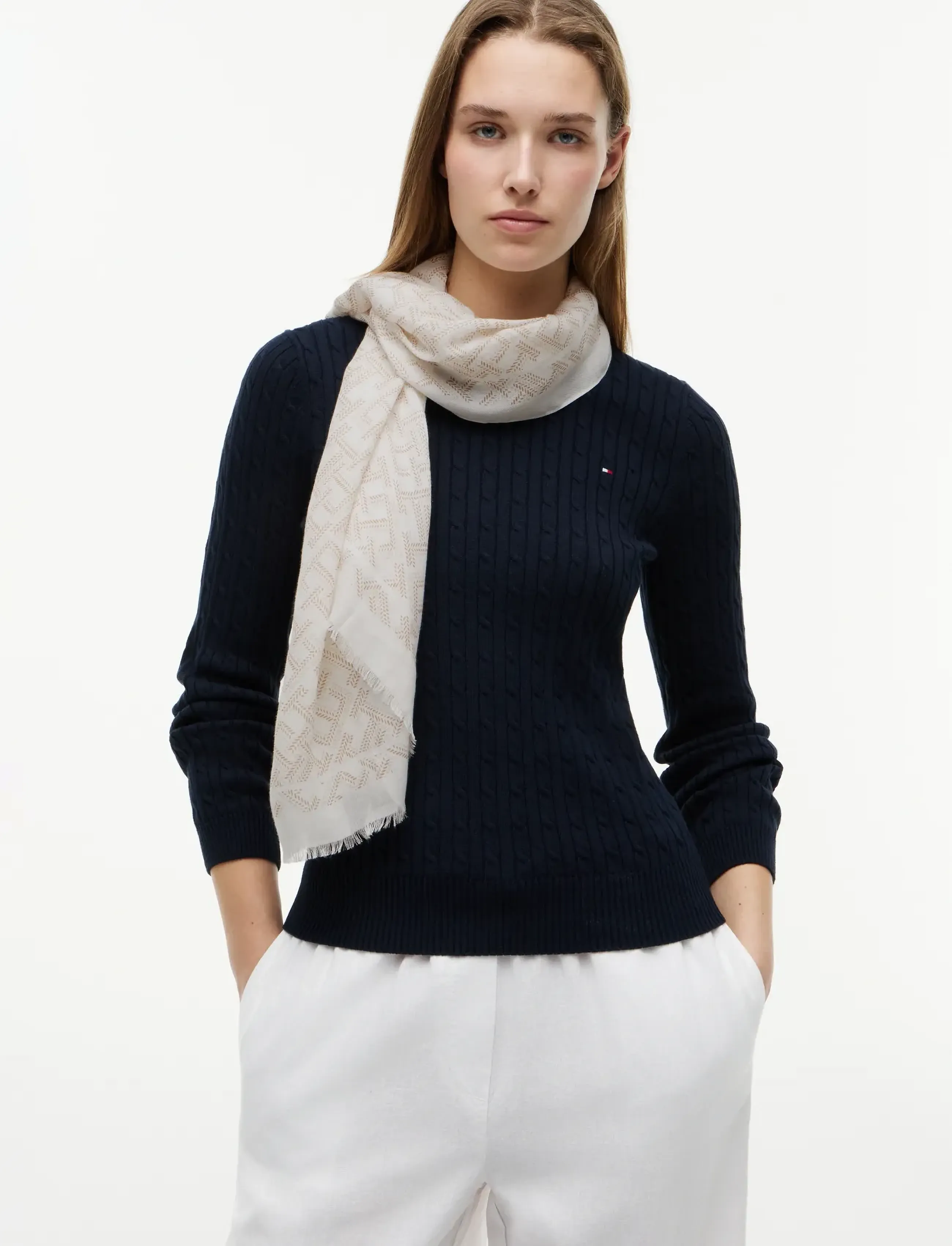 Tommy Hilfiger TH MONOGRAM SCARF - Scarves - SOFT CREAM / cream
