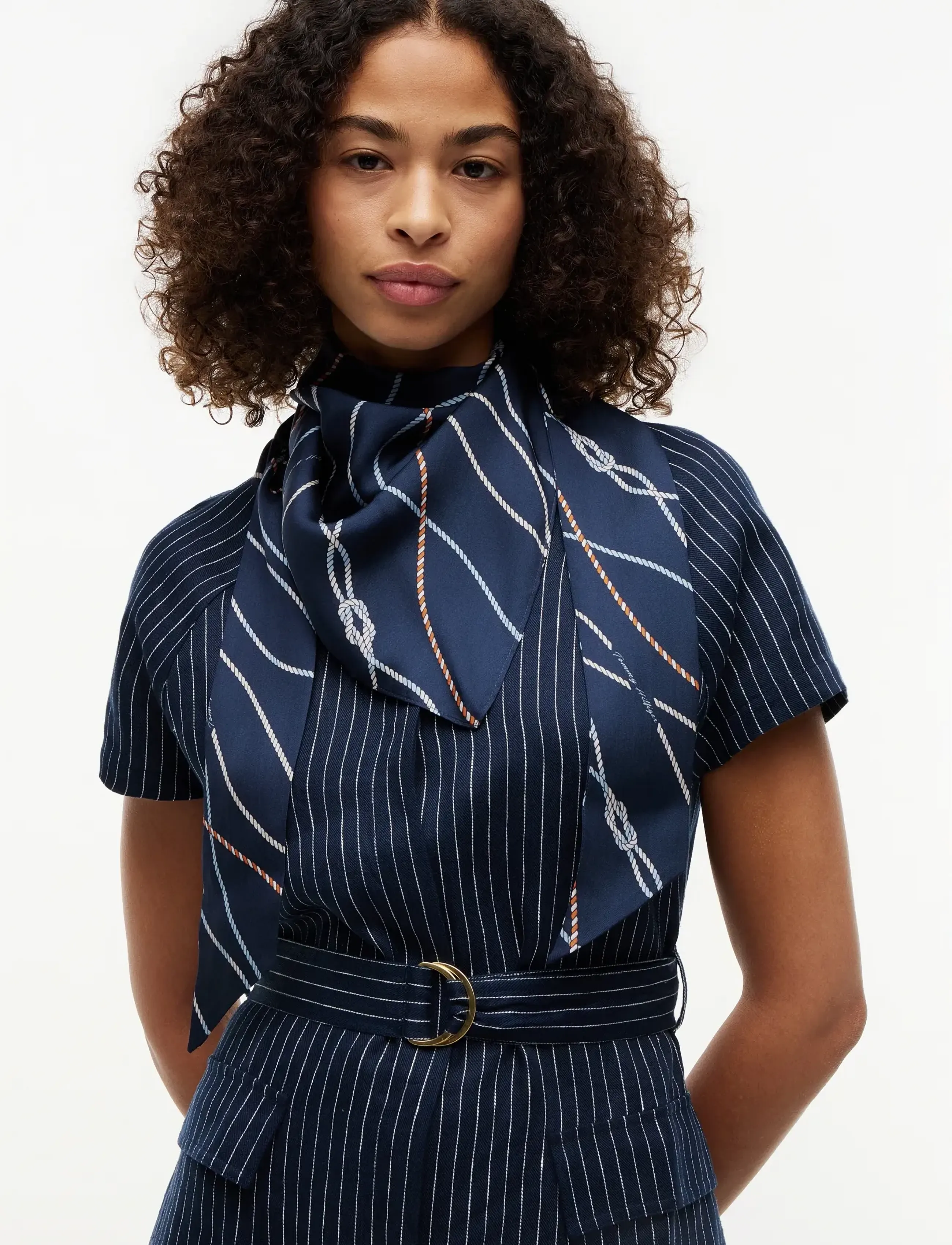 Tommy Hilfiger Th Nautical Silk Triangle Scarf, Kvinder, Nautisk Trekant Tørklæde, Navy, Str: ONE SIZE