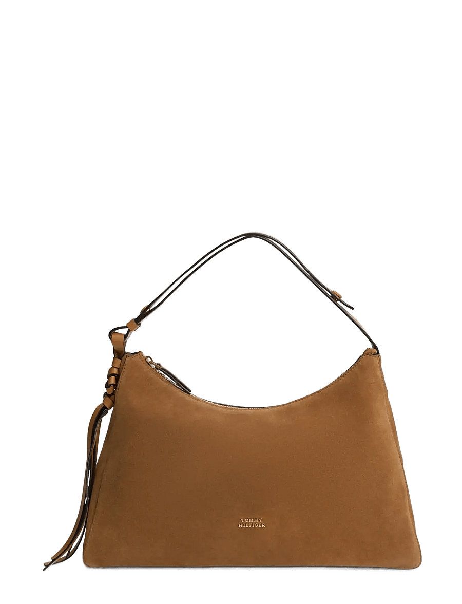 Tommy Hilfiger - TH STATEMENT SHOULDER BAG SUEDE - hverdags stil - cognac - 1