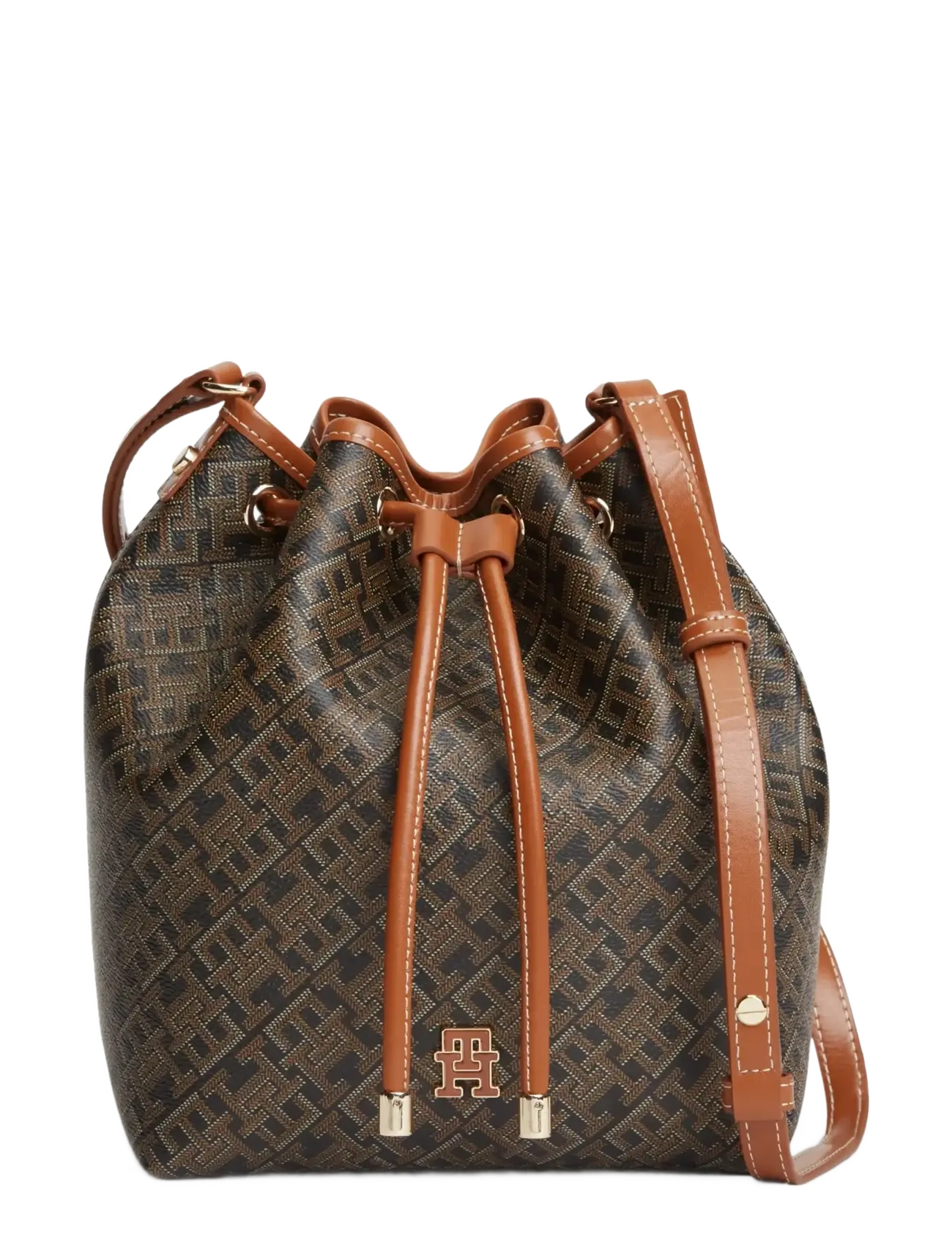 Tommy Hilfiger TH MONOPLAY BUCKET LE - Tasker - BLACK MIX / brown
