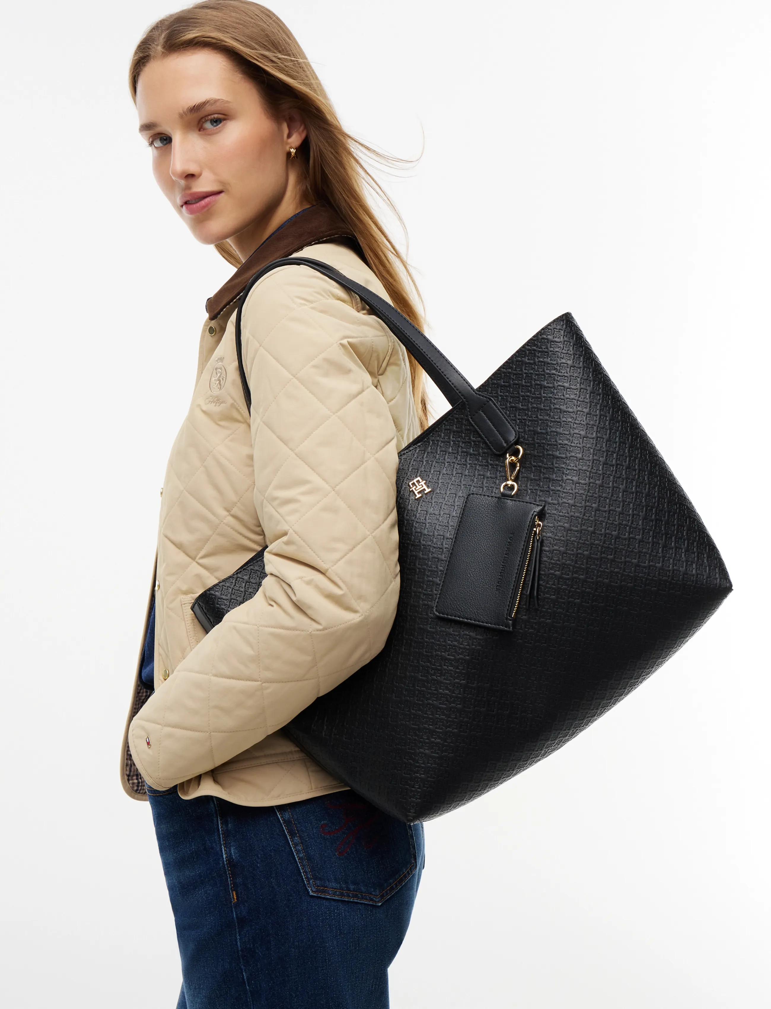 Tommy Hilfiger Th Icon Tote Mono, Kvinder, Tote Taske, Sort, Str: ONE SIZE