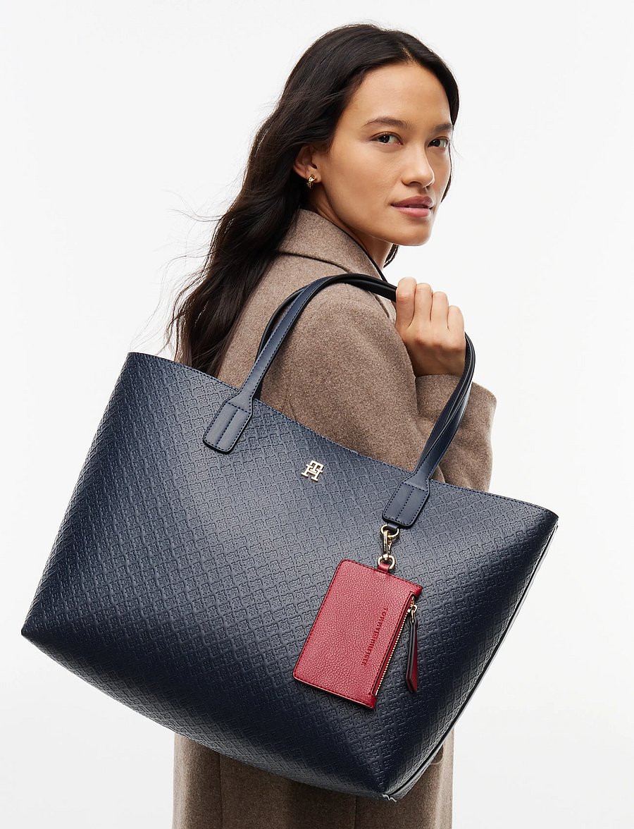 Tommy Hilfiger - TH ICON TOTE MONO - tote bags - space blue - 0