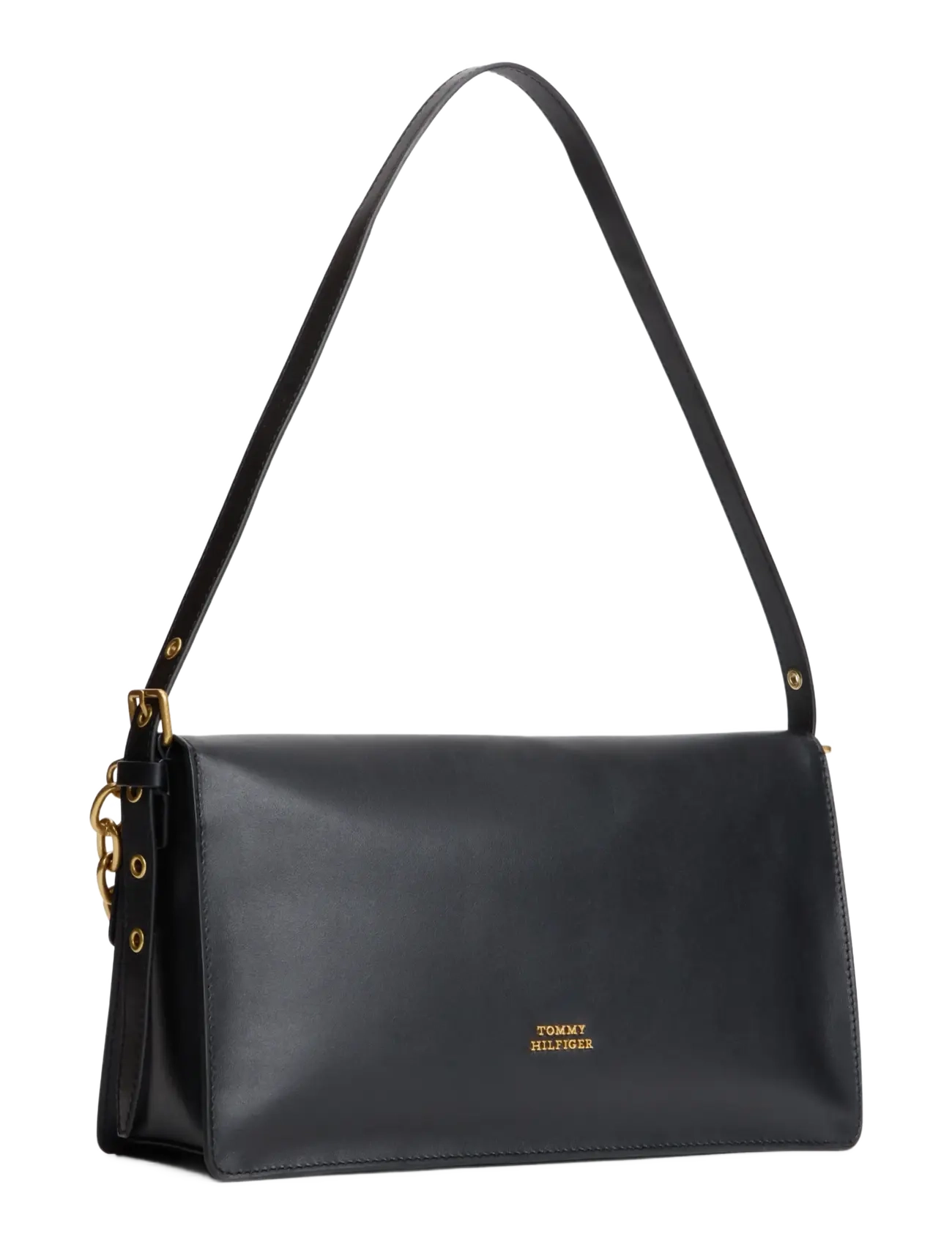 Tommy Hilfiger - CREST LEATHER CONV SHOULDER BAG - axelremsväskor - black - 2