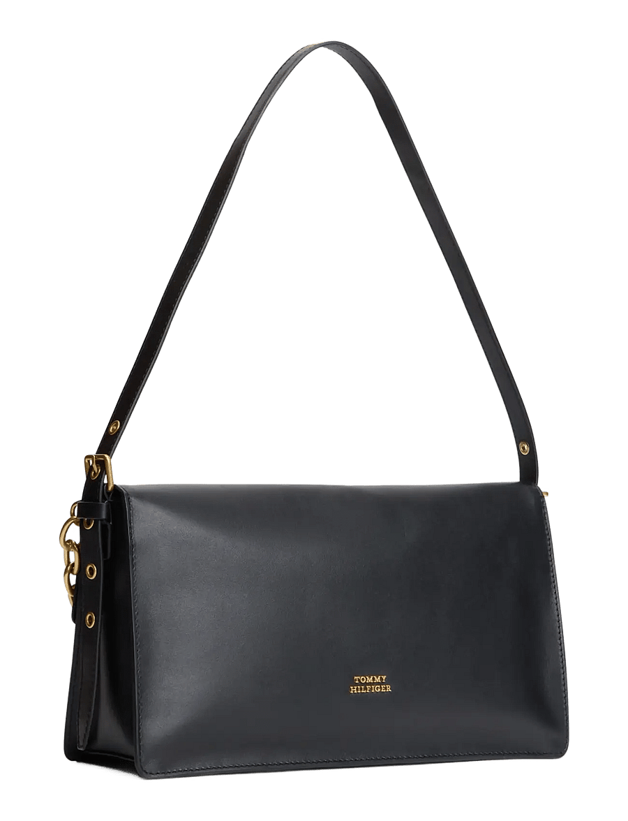 Tommy Hilfiger - CREST LEATHER CONV SHOULDER BAG - axelremsväskor - black - 2