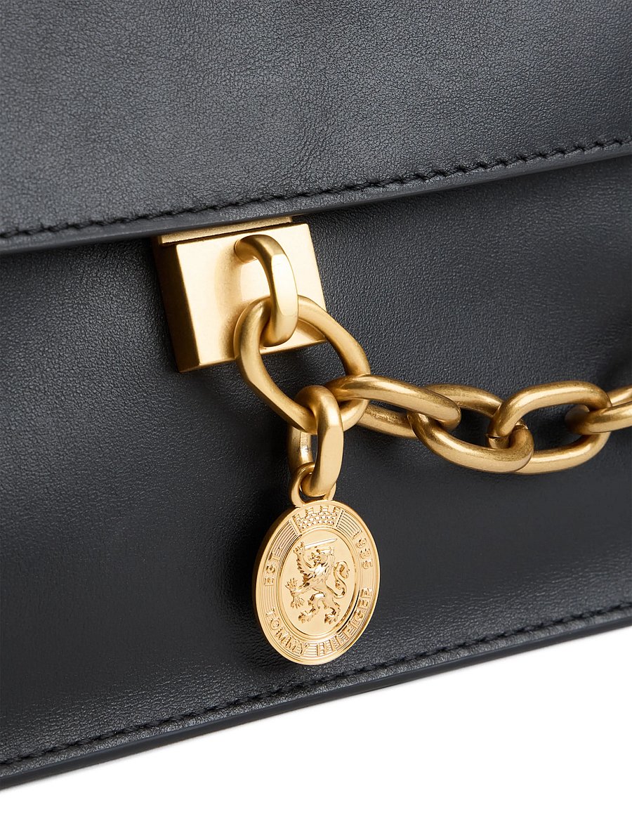 Tommy Hilfiger - CREST LEATHER CONV SHOULDER BAG - axelremsväskor - black - 4