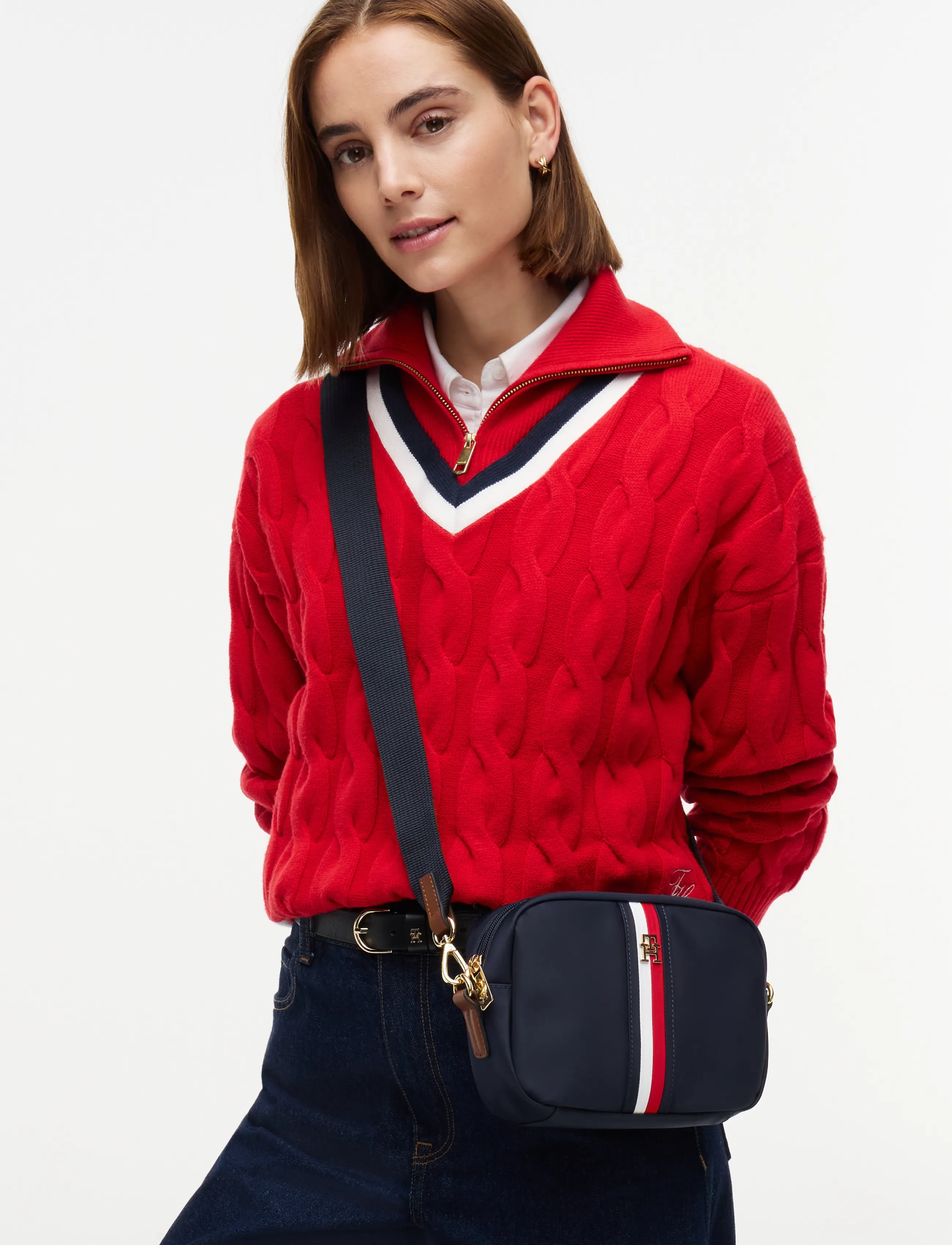 Tommy Hilfiger Popette Camera Bag Corp, One Size, Navy, Tasker > Crossbody-Tasker, Dame