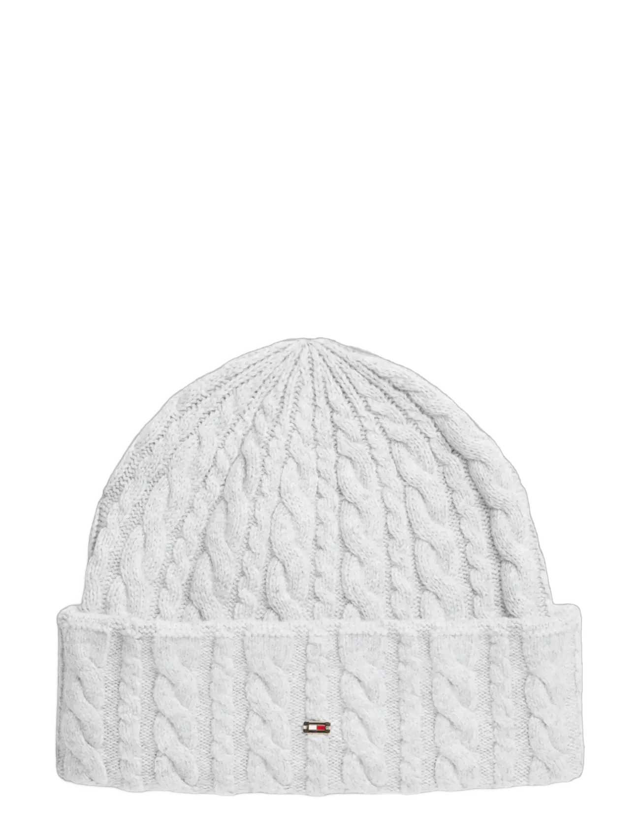 Tommy Hilfiger ENAMEL FLAG CABLE BEANIE - Mützen & Hüte - LIGHT GREY HEATHER / grey