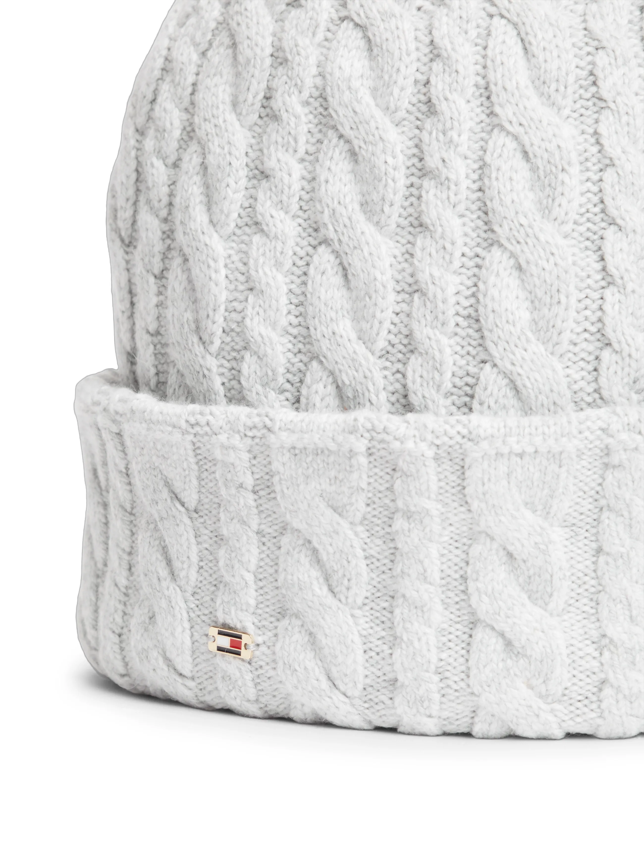 Tommy Hilfiger - ENAMEL FLAG CABLE BEANIE - light grey heather - 3