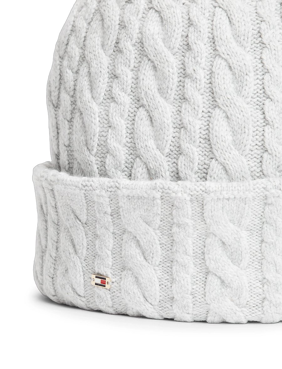 Tommy Hilfiger - ENAMEL FLAG CABLE BEANIE - huer - light grey heather - 3